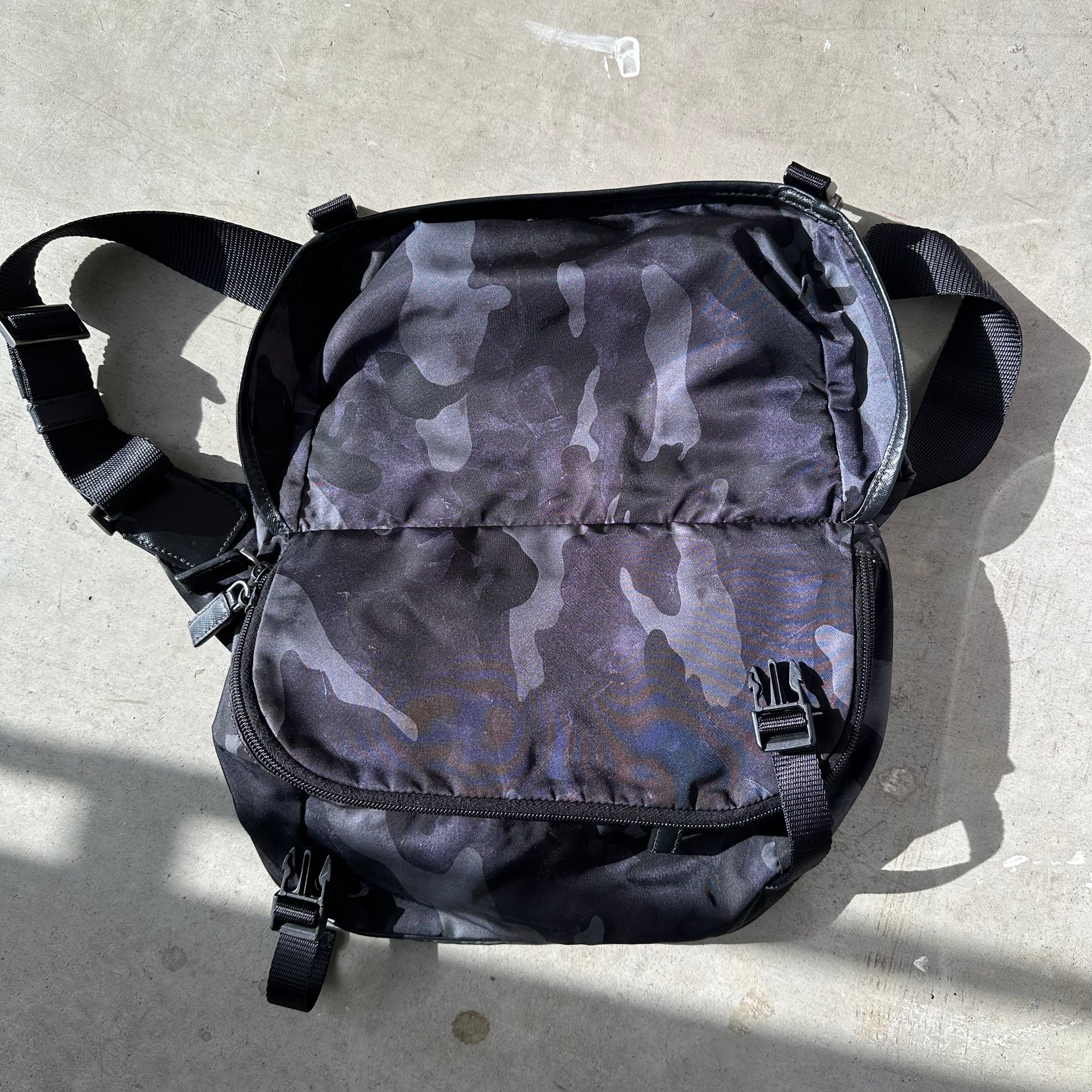 Prada Camo Messenger Bag with Buckles