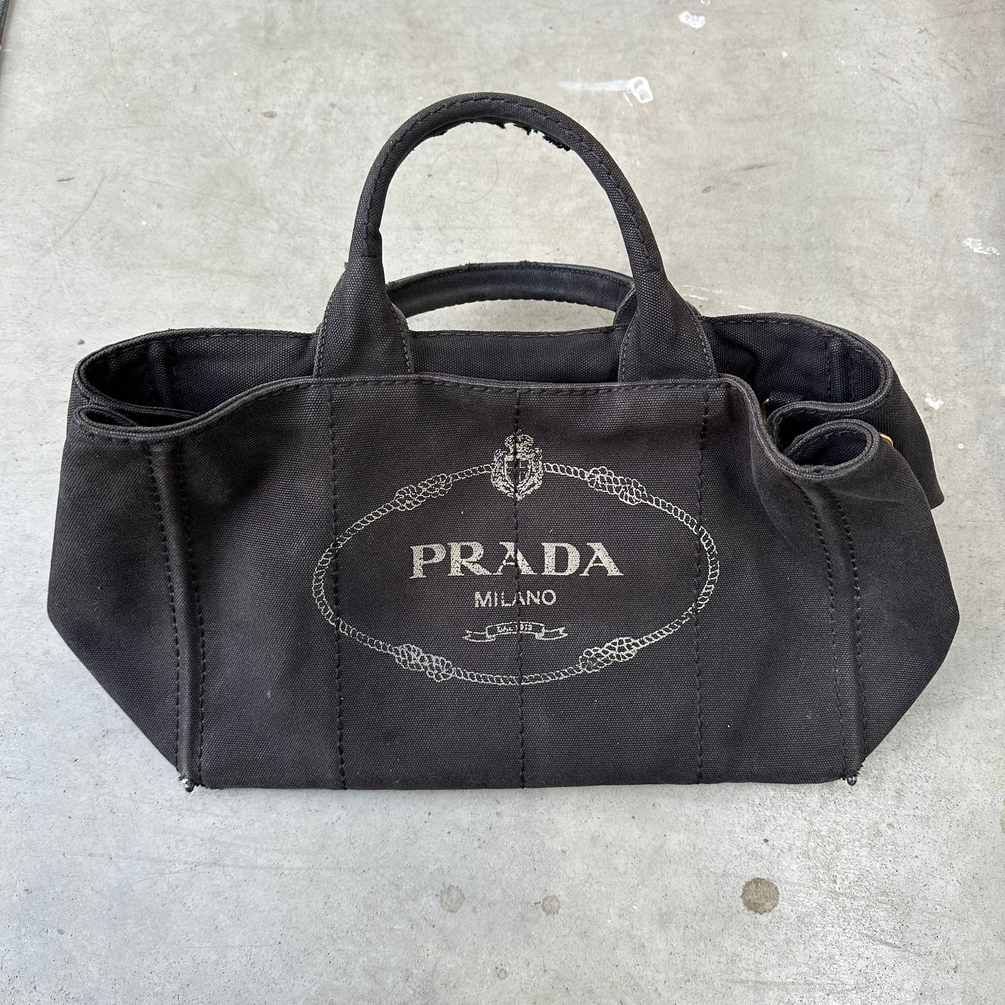 Prada Canapa Large Tote Bag Black
