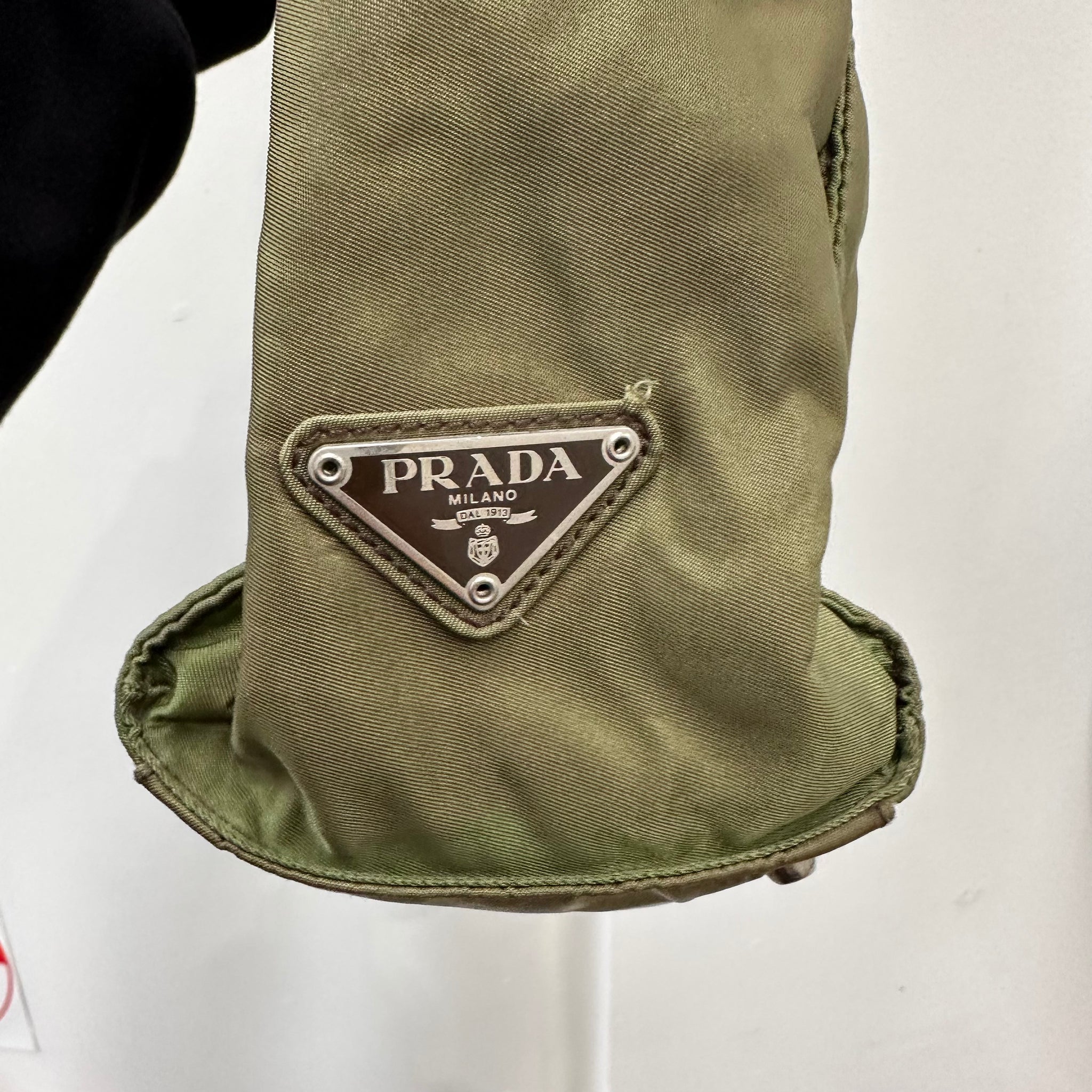 Prada Side Logo Double Layer Green Bag