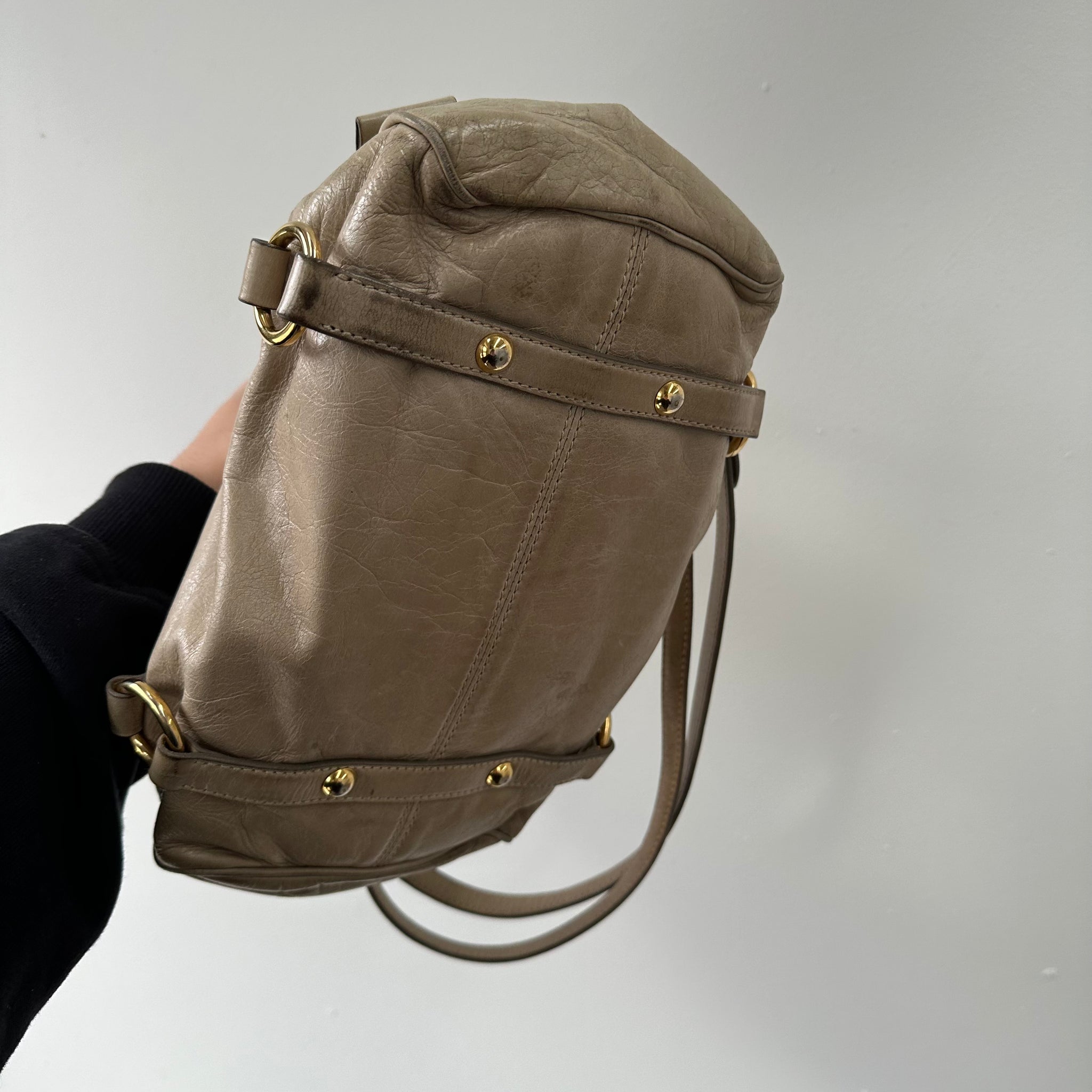 Miu Miu Beige Leather Shoulder Bag
