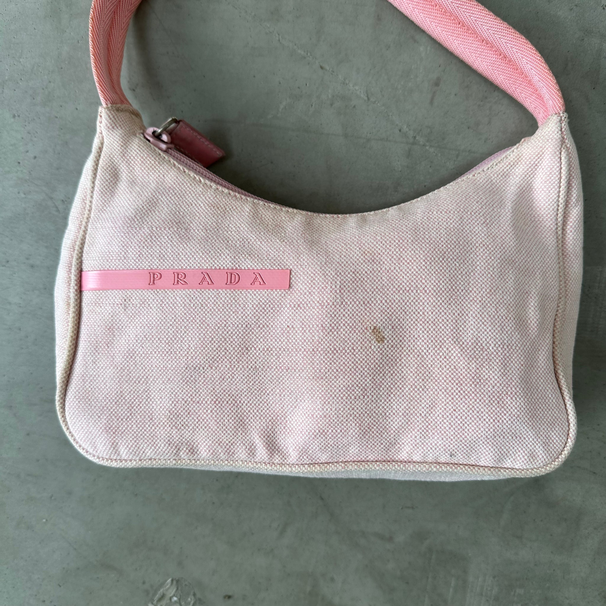 Prada Pink Logo Shoulder Hobo Bag