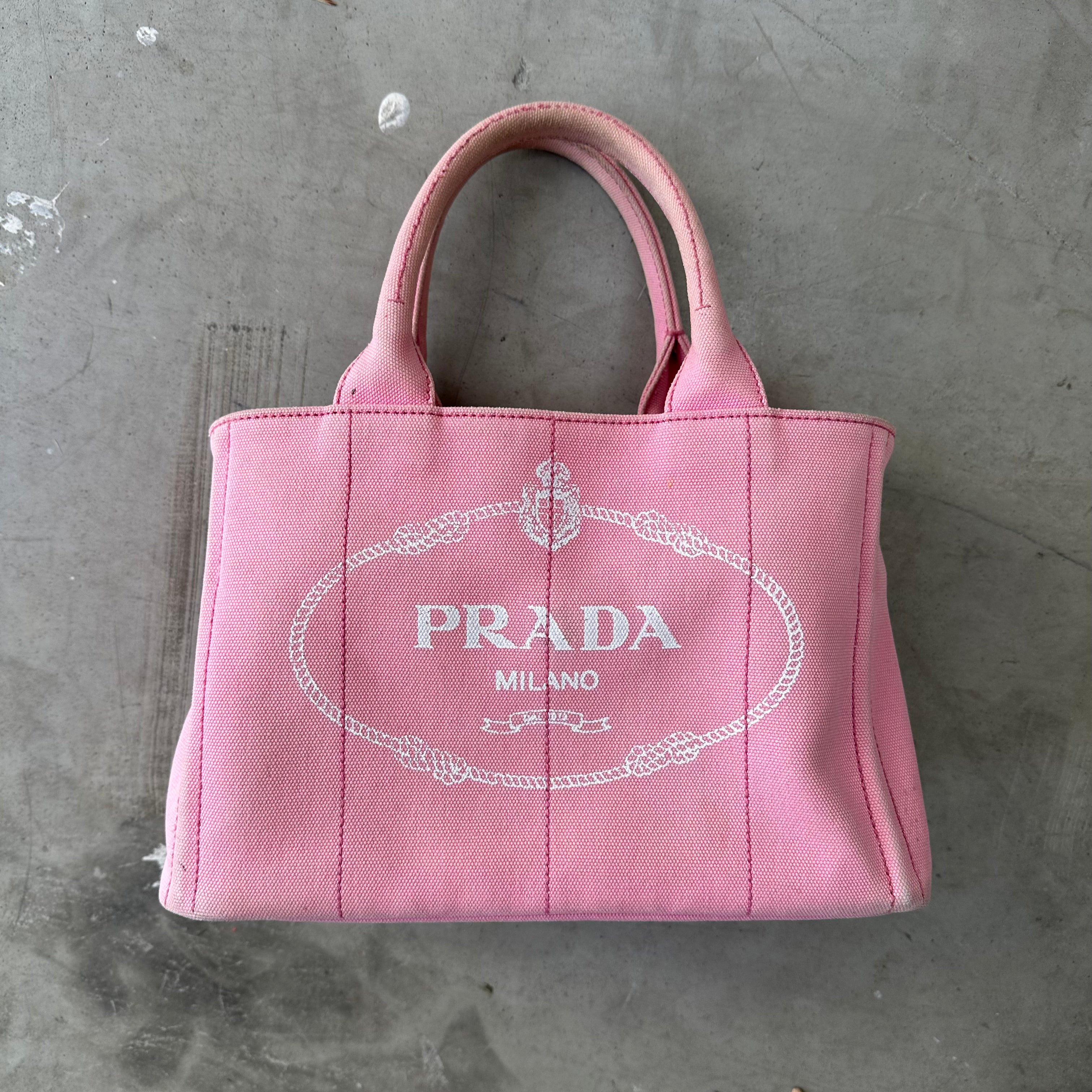 Prada Canapa Mini Tote Bag Pink Curated by Charbel