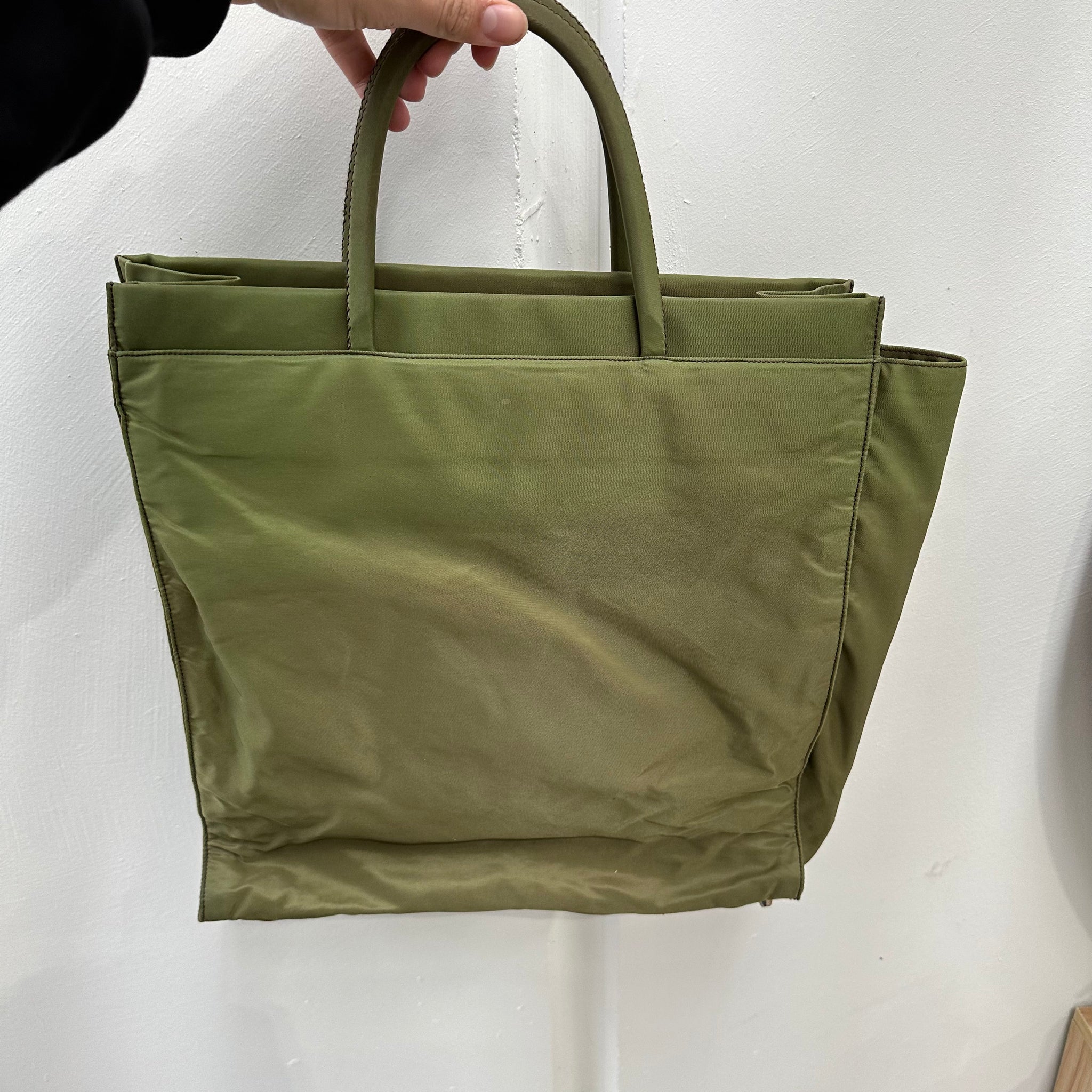 Prada Side Logo Double Layer Green Bag