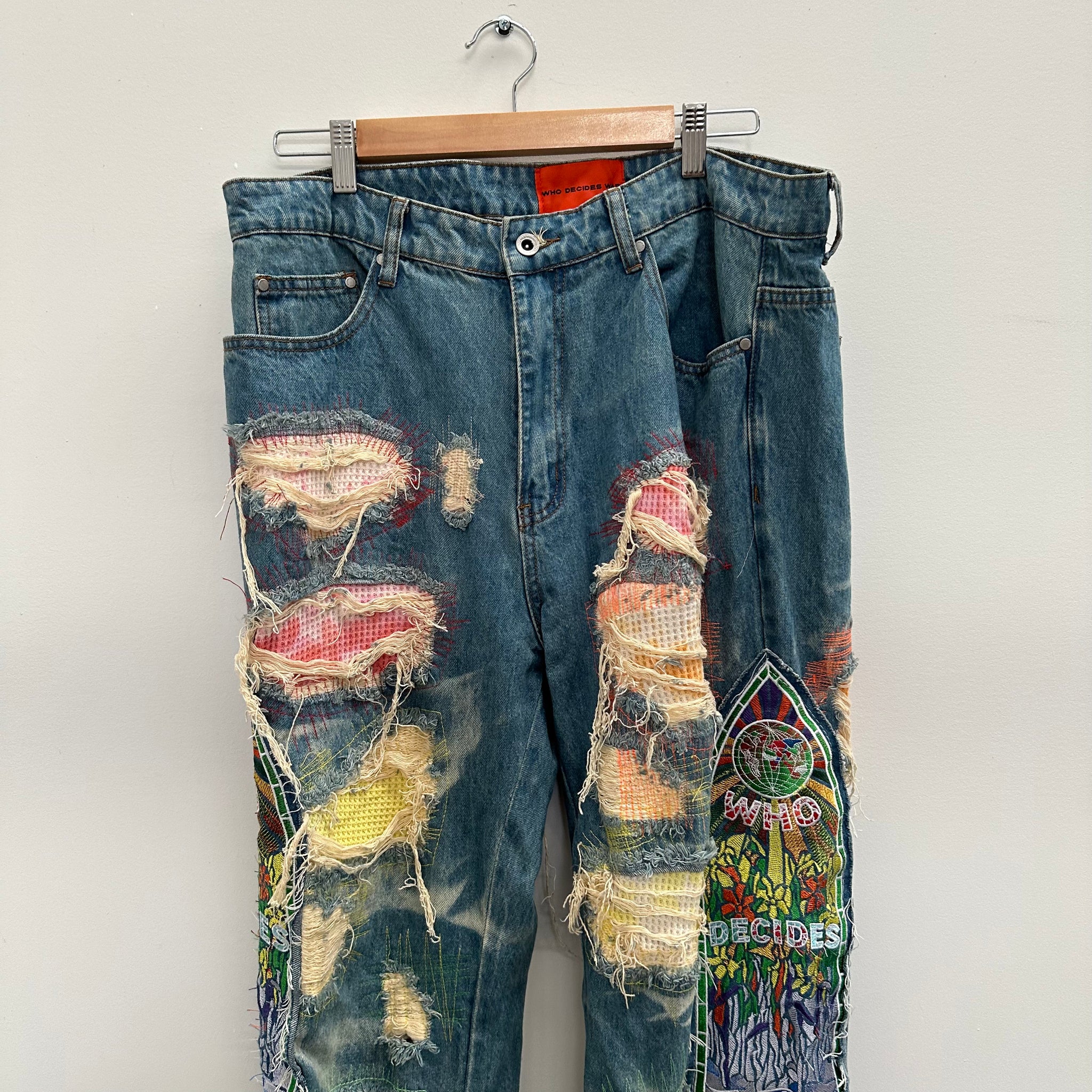 Who Decides War Patchwork Multi Colour Jeans Size 36