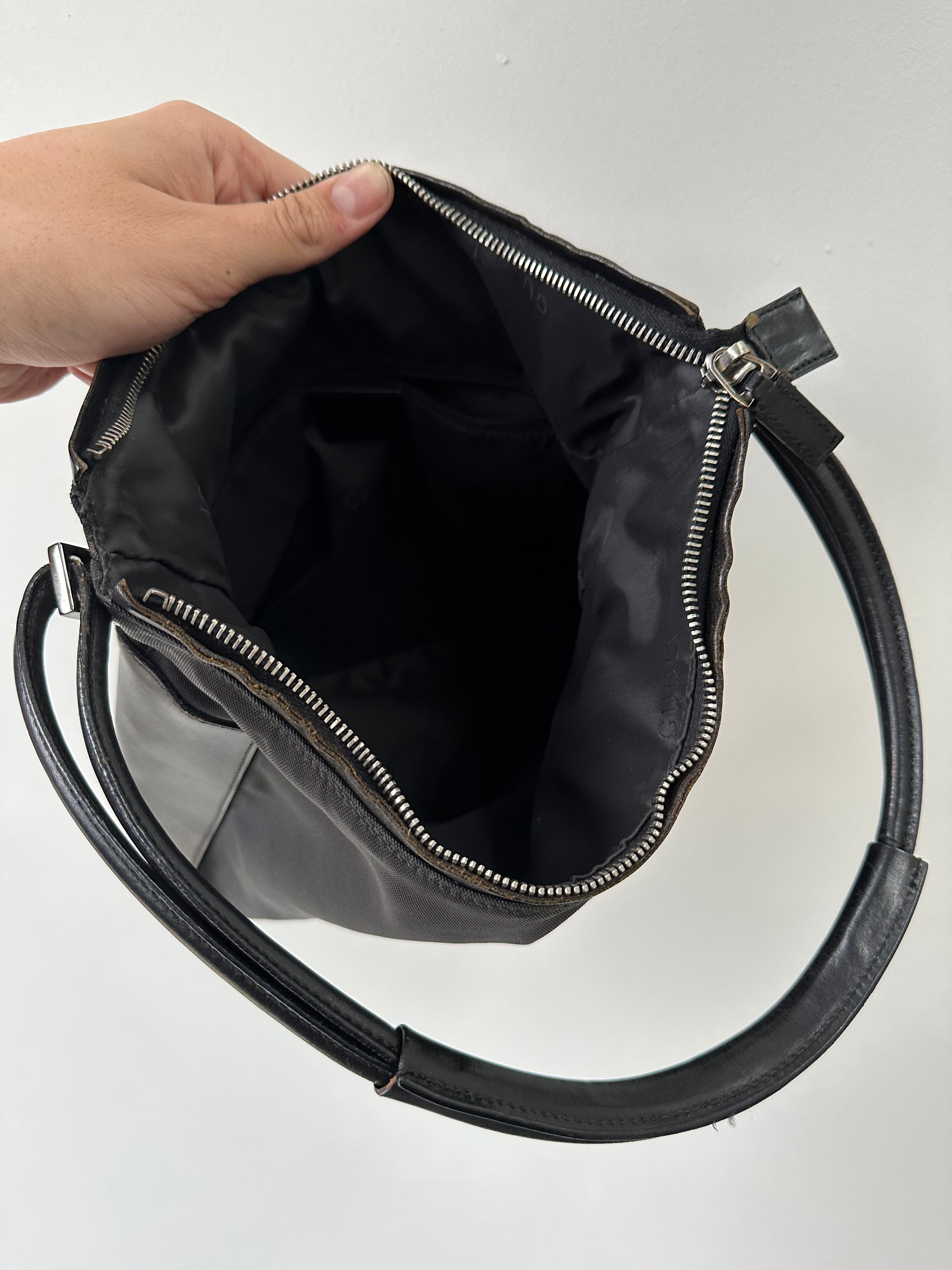 Gucci Black Shoulder Bag Nylon and Leather