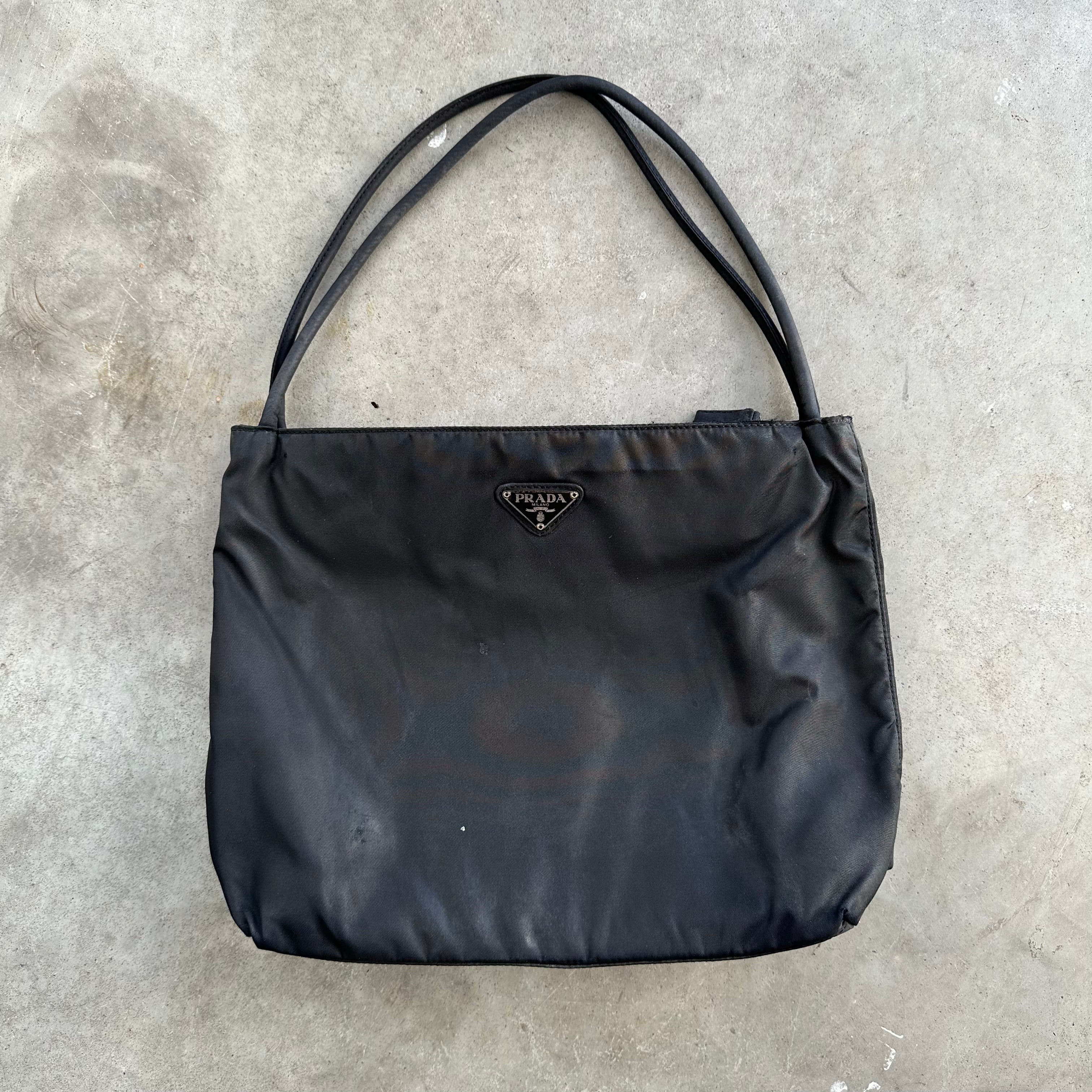 Prada Medium Tote Bag Double Strap Nylon Black Curated by Charbel