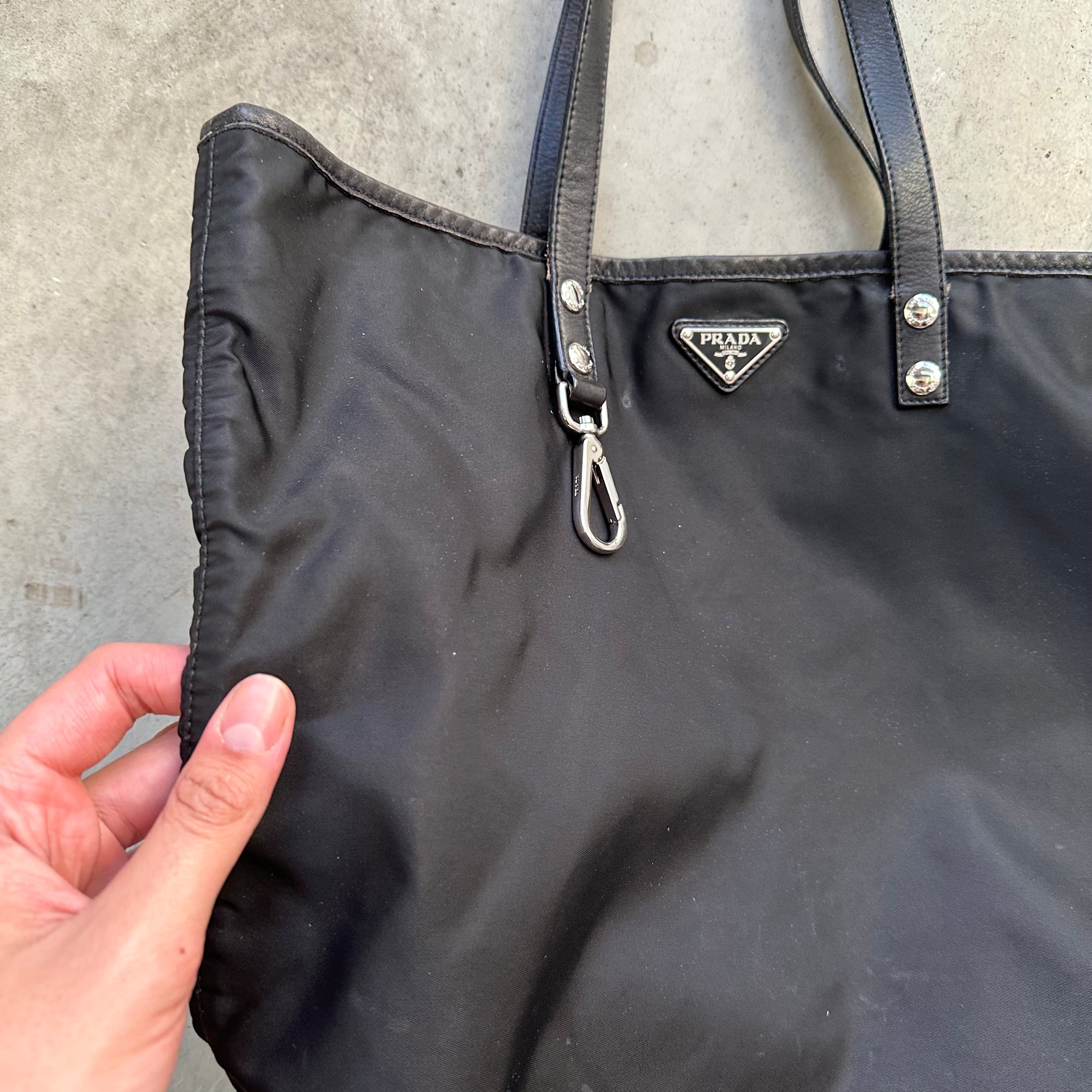Prada Black Tote Bag with Keychain Clip