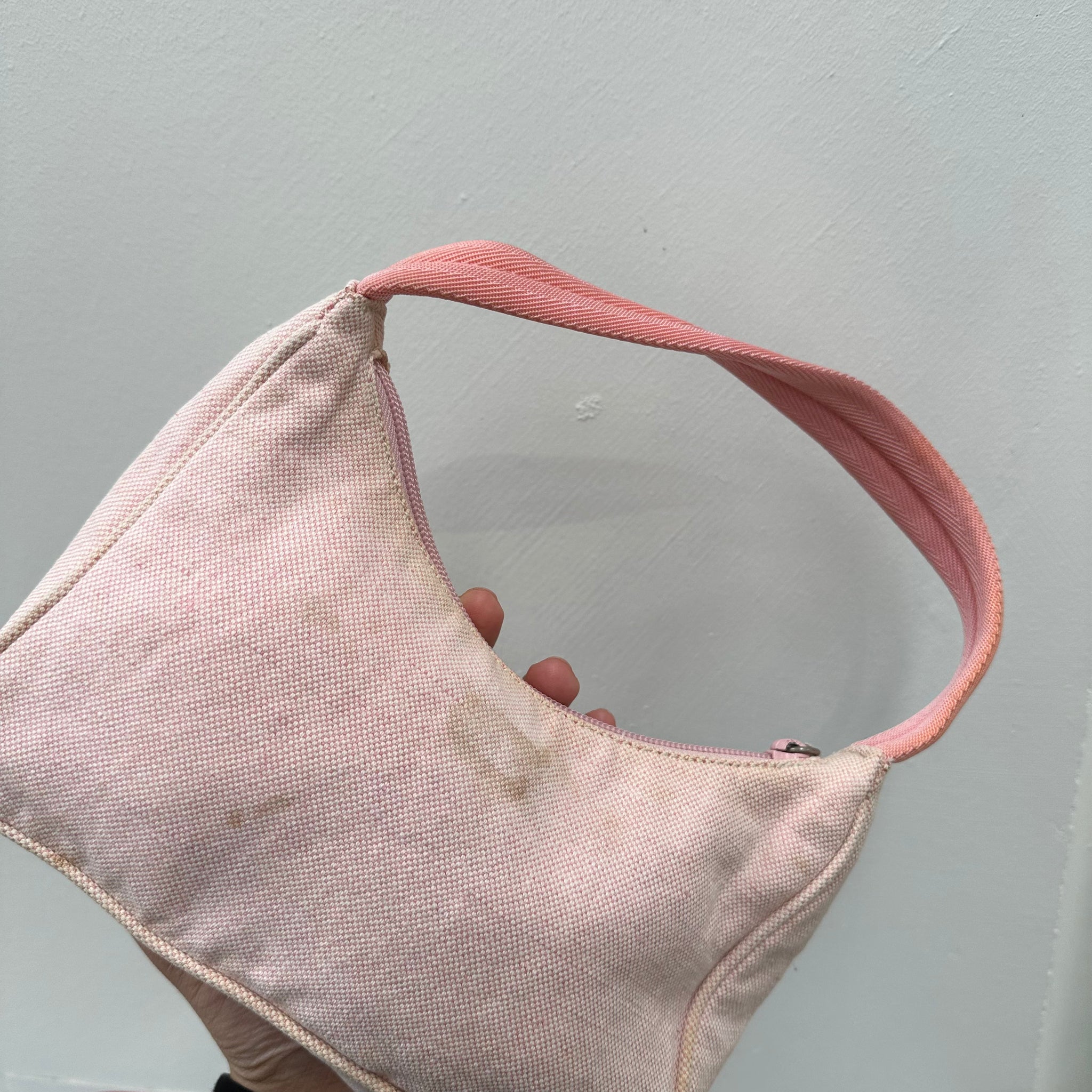Prada Pink Logo Shoulder Hobo Bag
