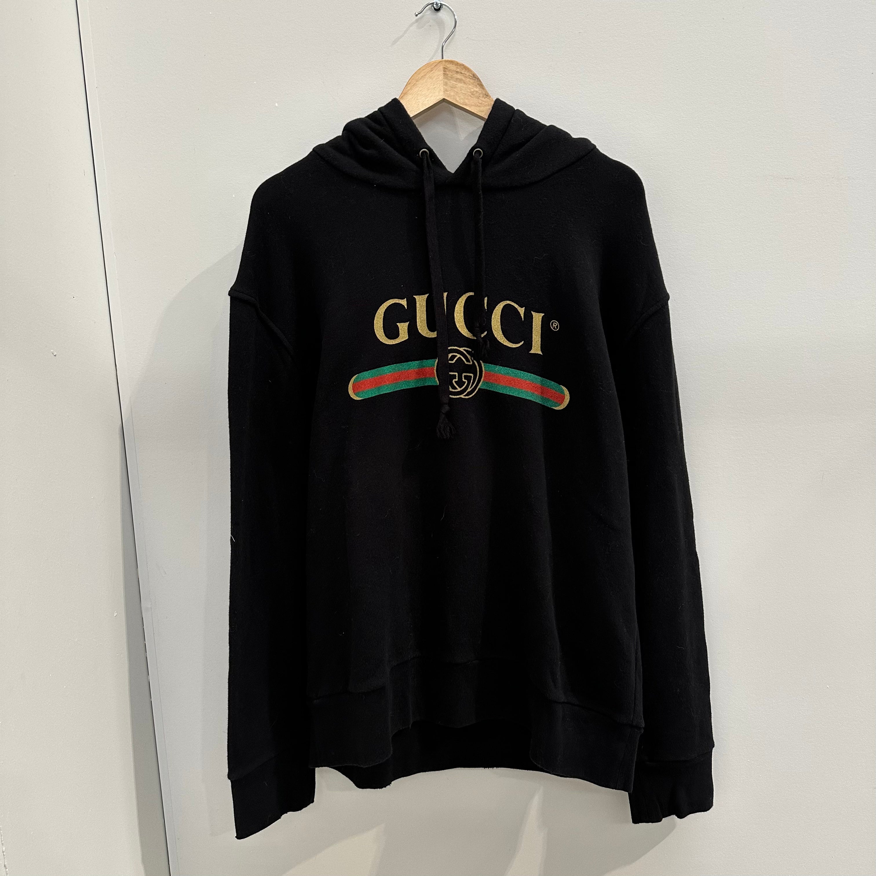 Gucci Wolf Patches Cotton Hoodie Black Size L Curated by Charbel