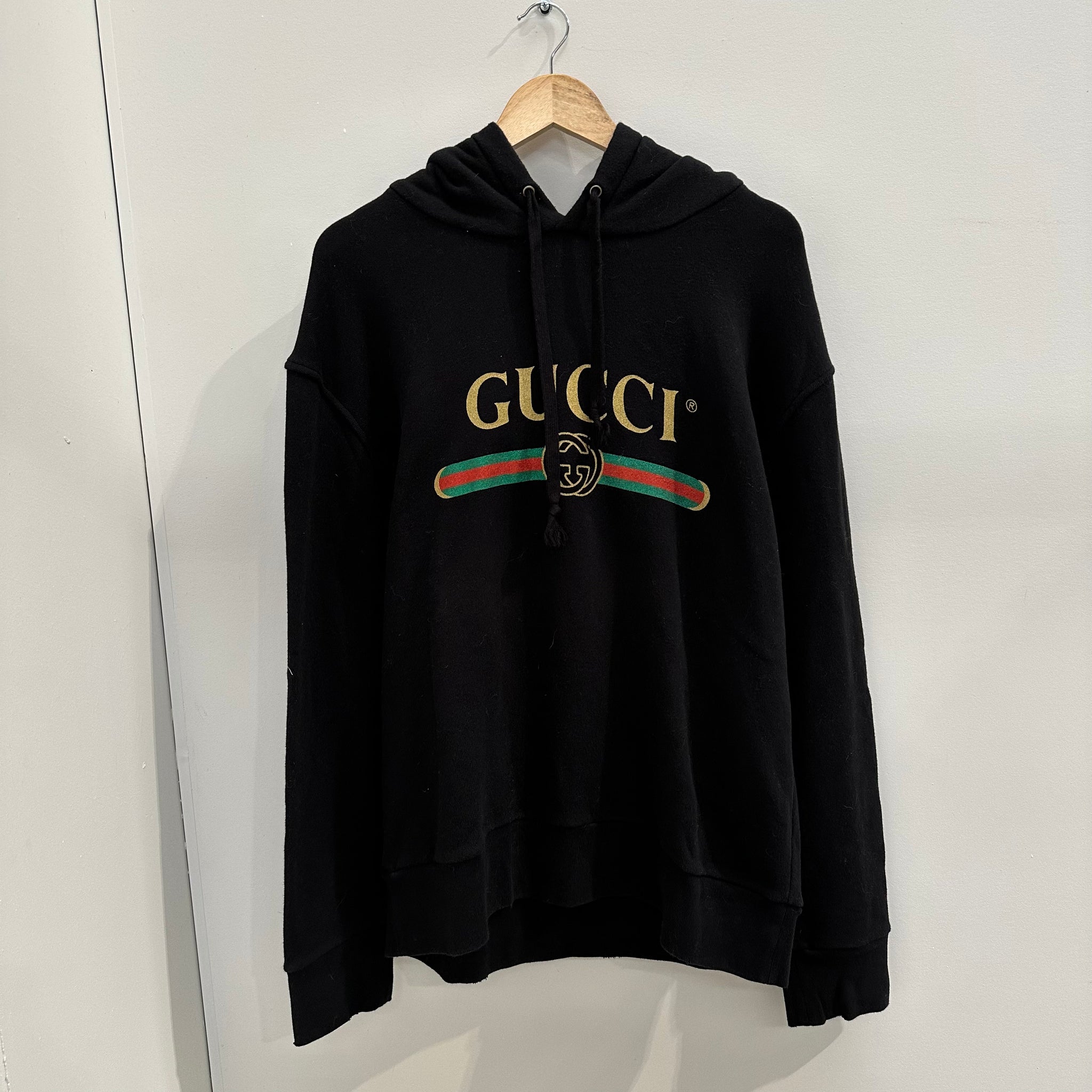 Gucci Wolf Patches Cotton Hoodie Black Size L