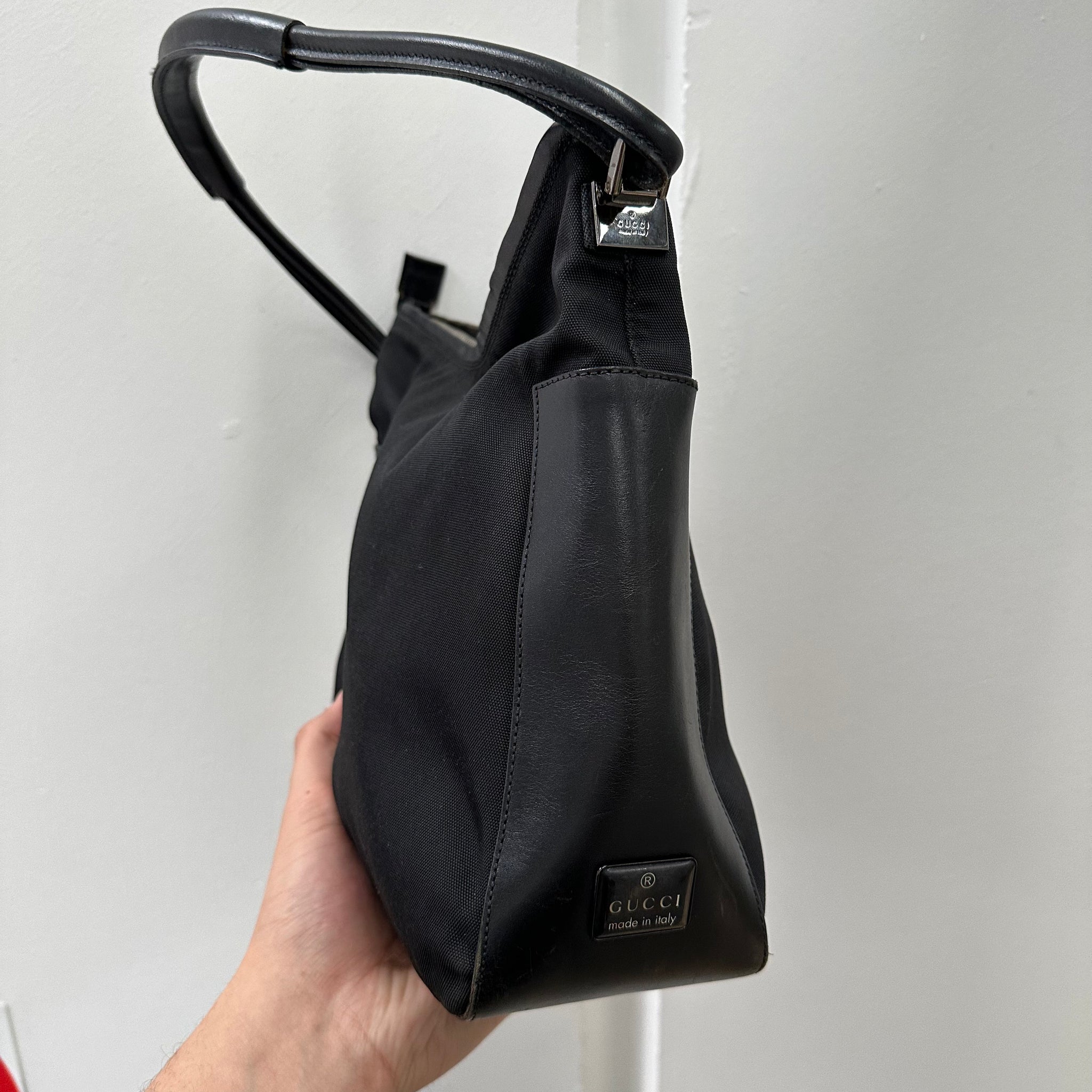 Gucci Black Shoulder Bag Nylon and Leather