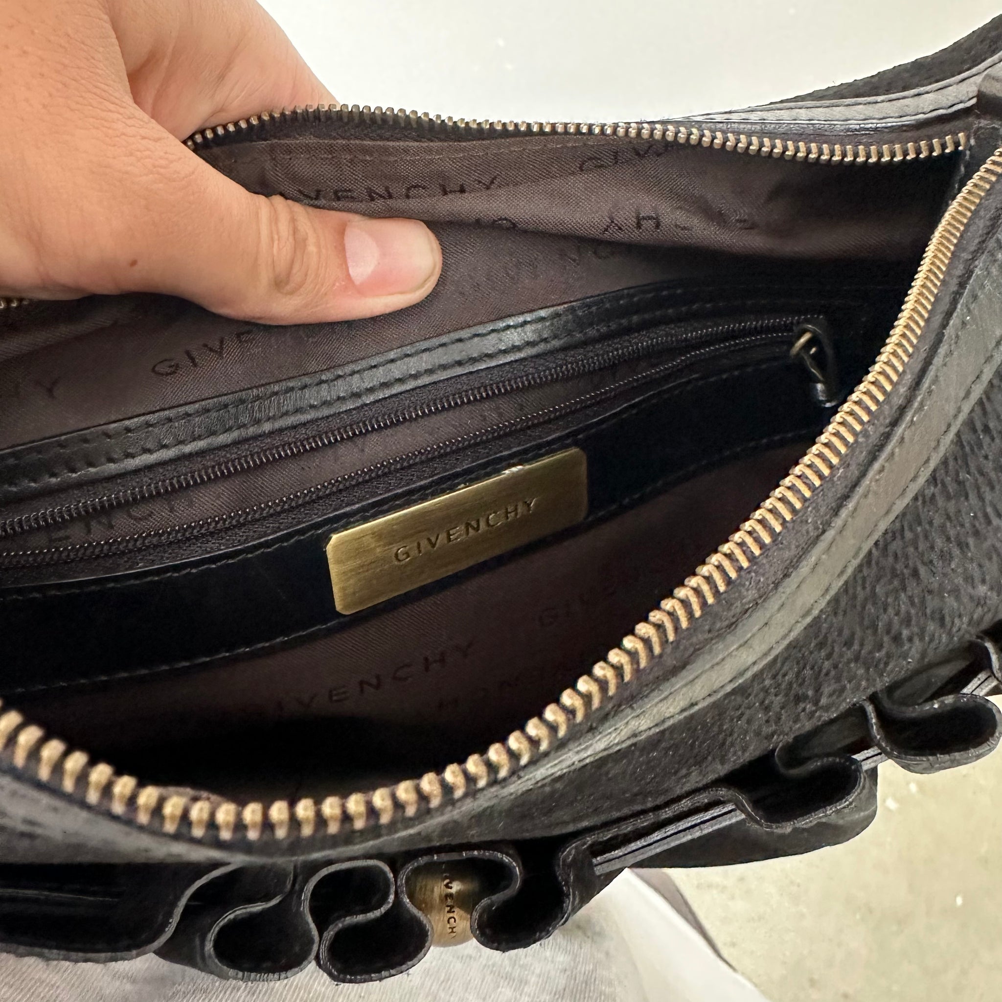 Givenchy Shoulder Bag Black Suede Leather