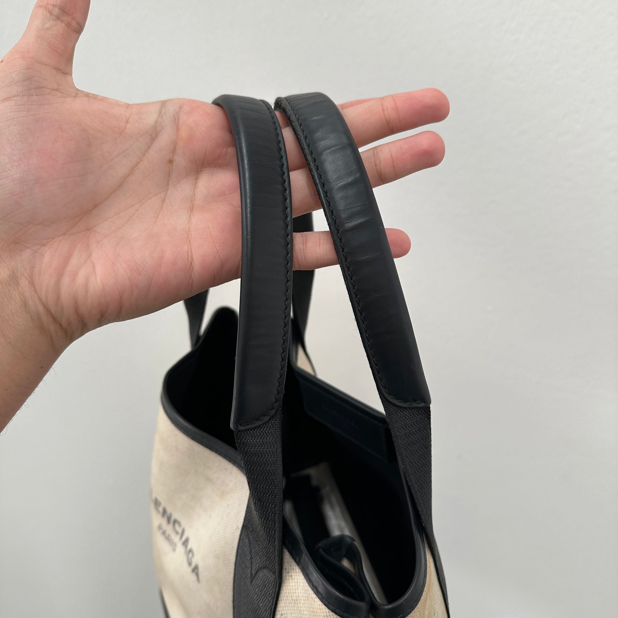 Balenciaga Cabas Tote Bag Coated Canvas White