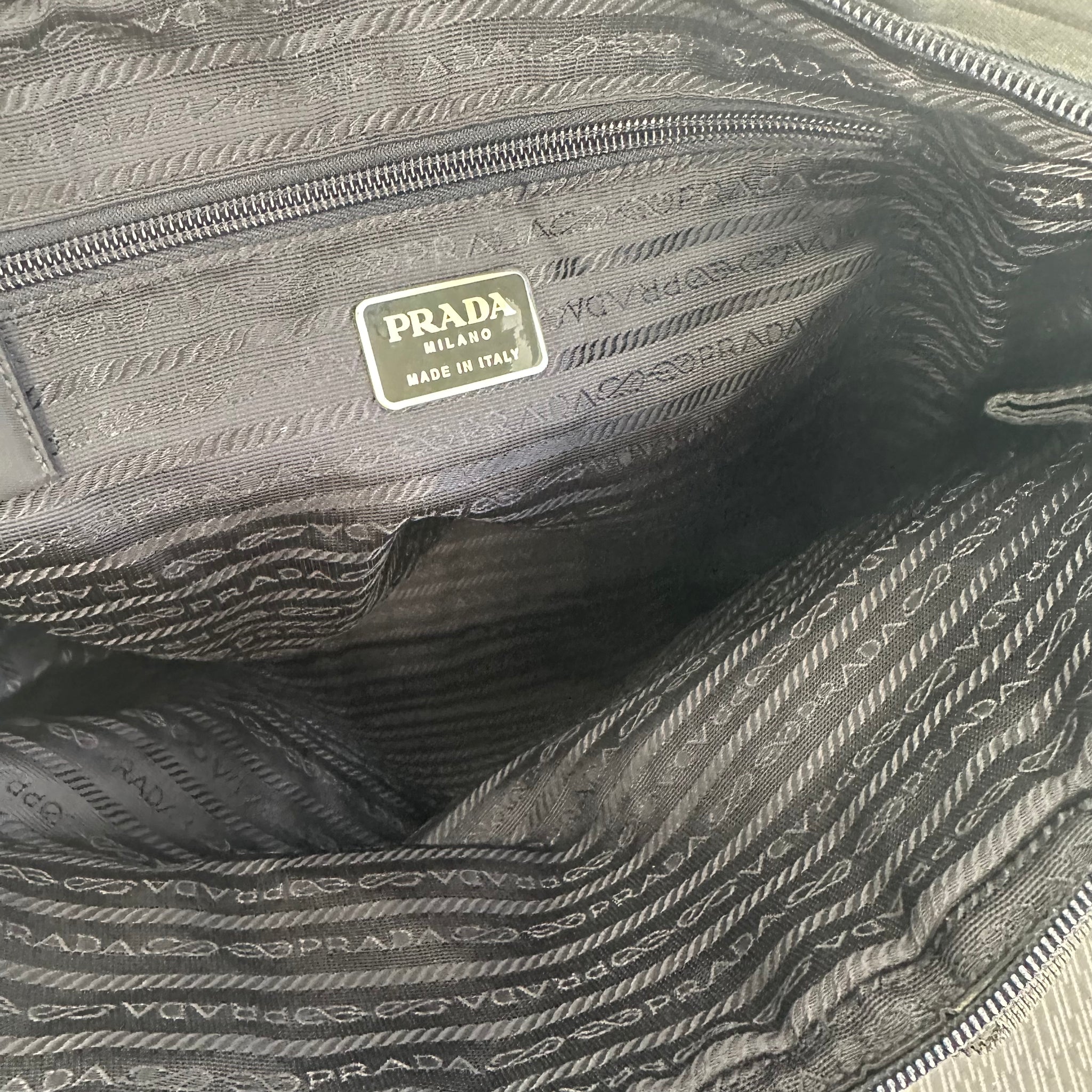 Prada Large Zip Around Hand Bag Nylon Black