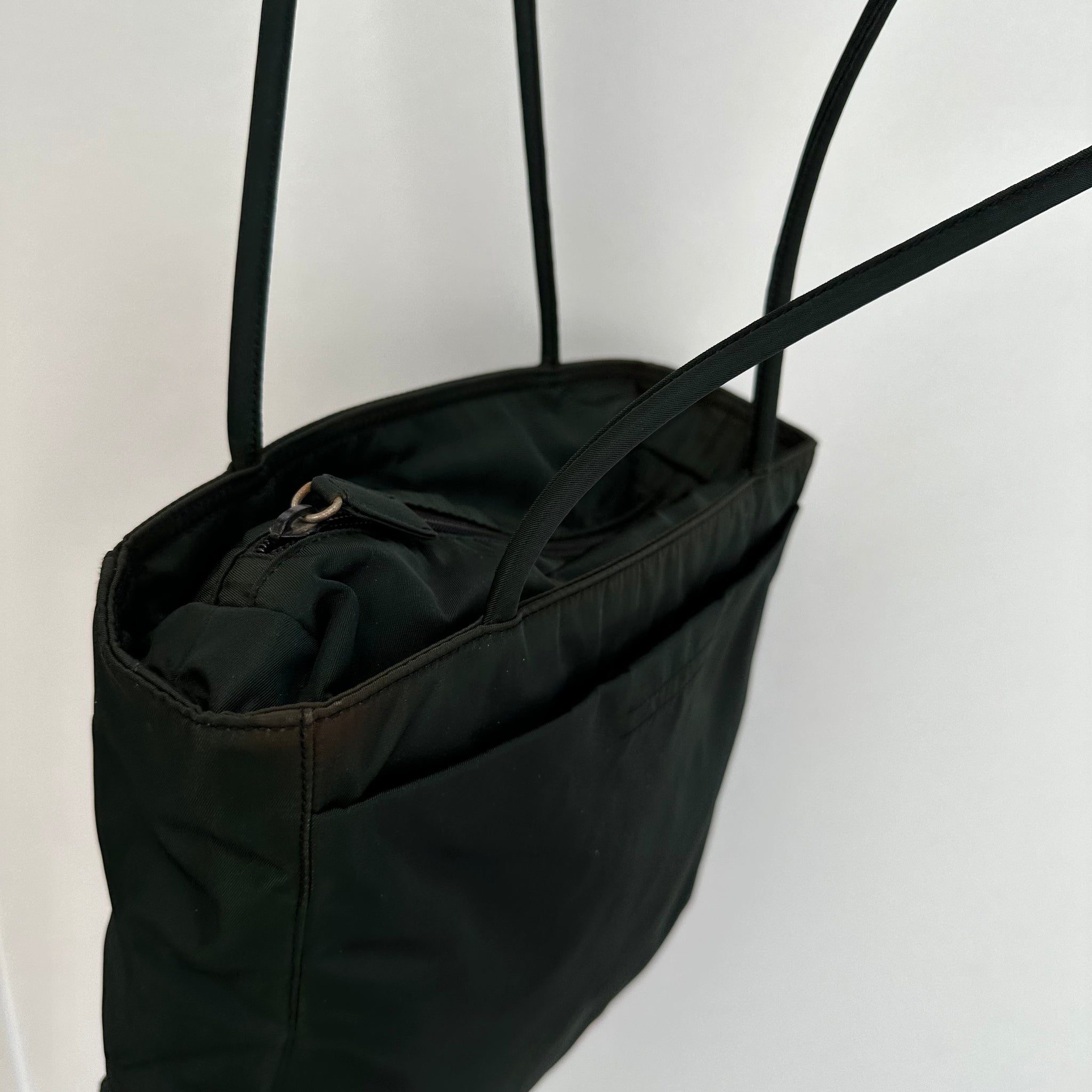 Prada Side Logo Tote Bag Nylon Green