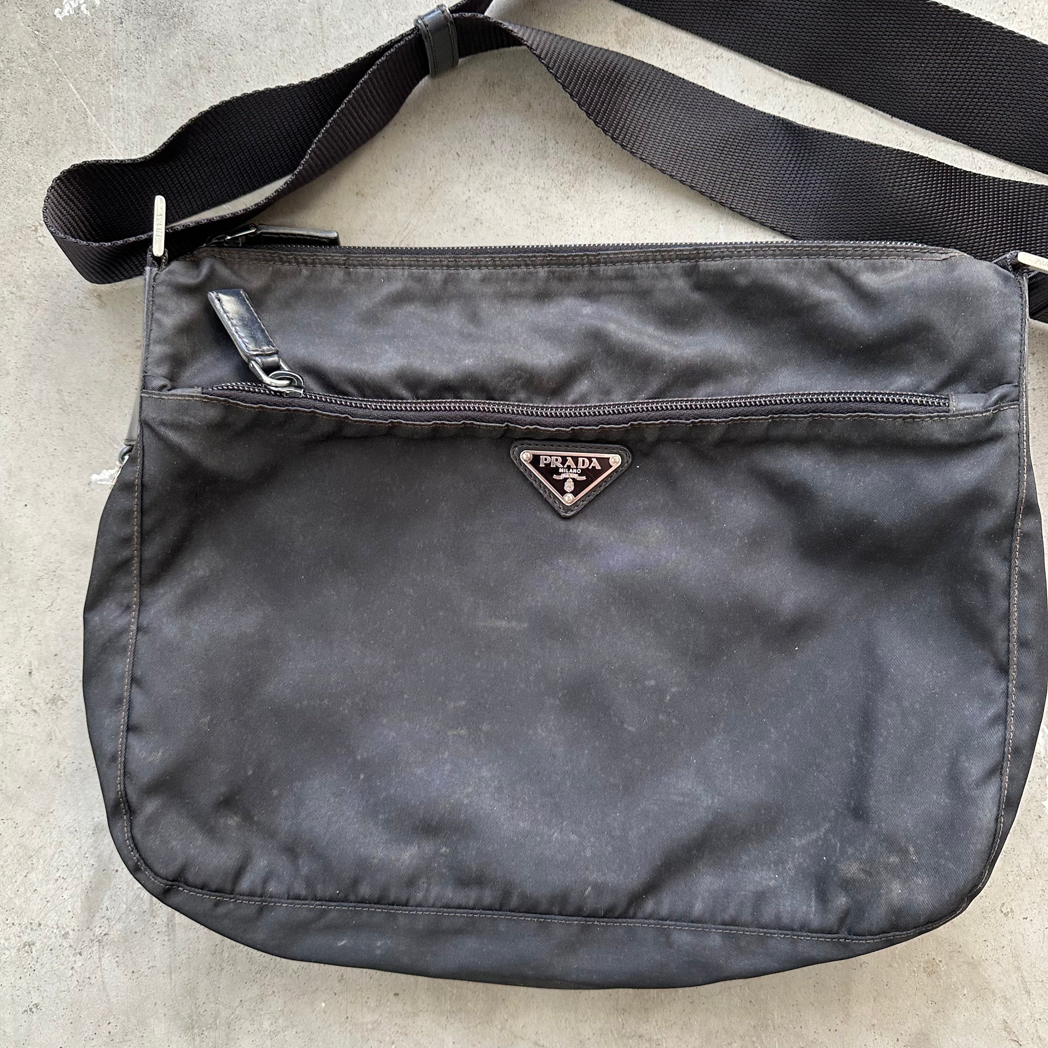 Prada Messenger Crossbody Bag Nylon Black