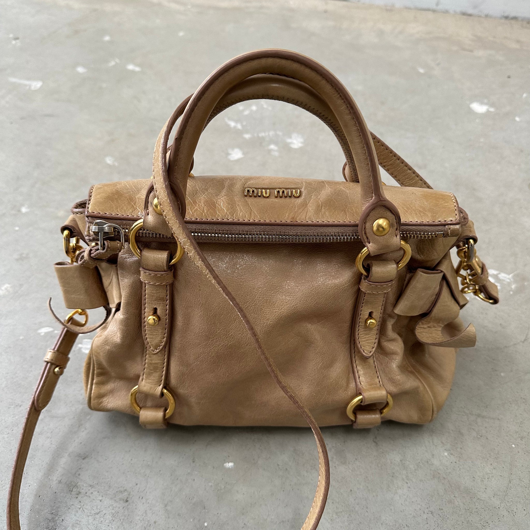 Miu Miu Beige Leather Hand Bag