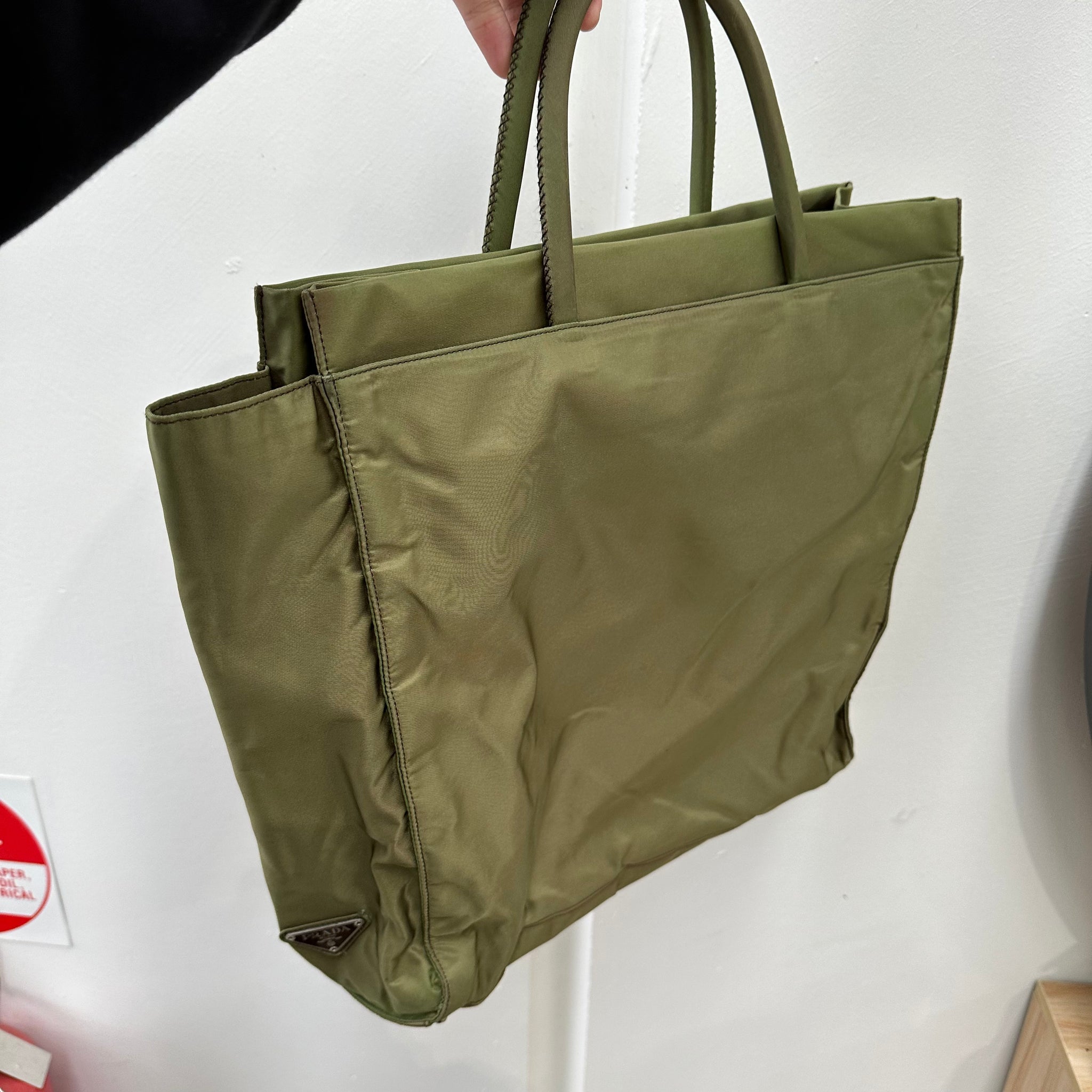 Prada Side Logo Double Layer Green Bag