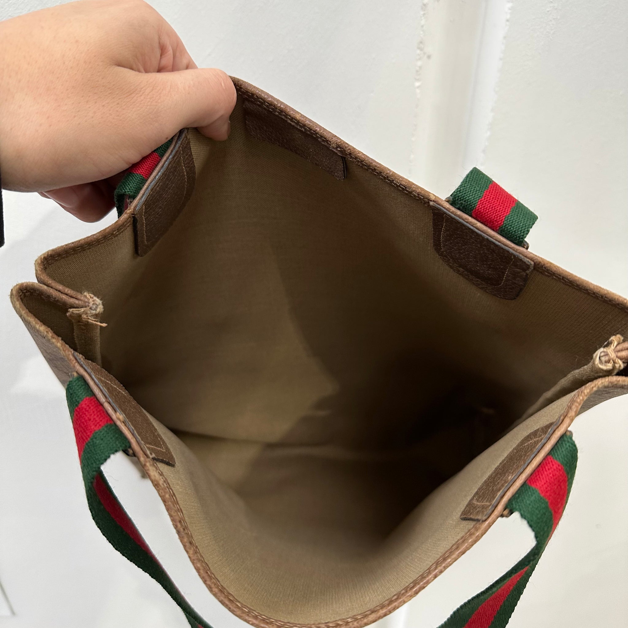 Gucci Striped Strap Logo Tote Bag