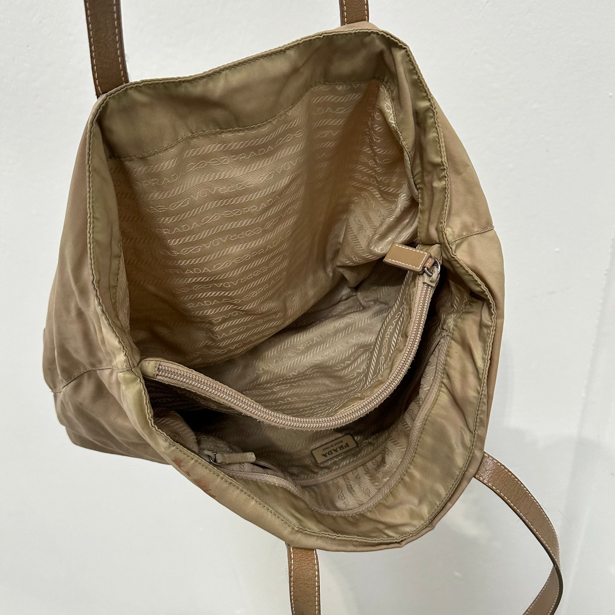 Prada Beige Long Strap Tote Bag