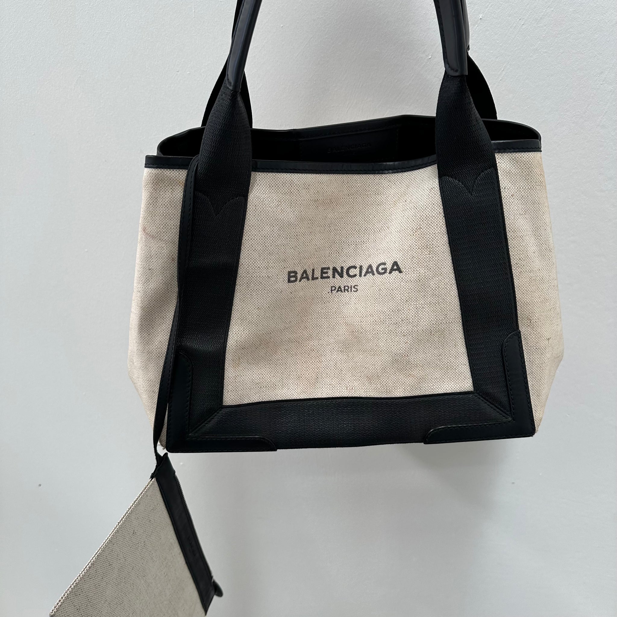 Balenciaga Cabas Tote Bag Coated Canvas White