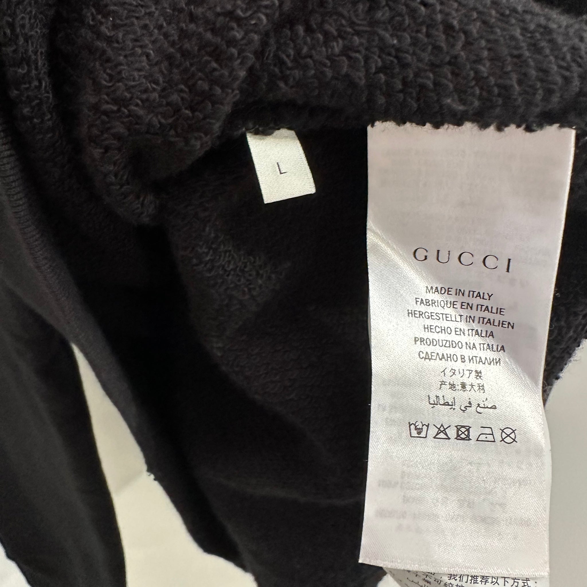 Gucci Wolf Patches Cotton Hoodie Black Size L