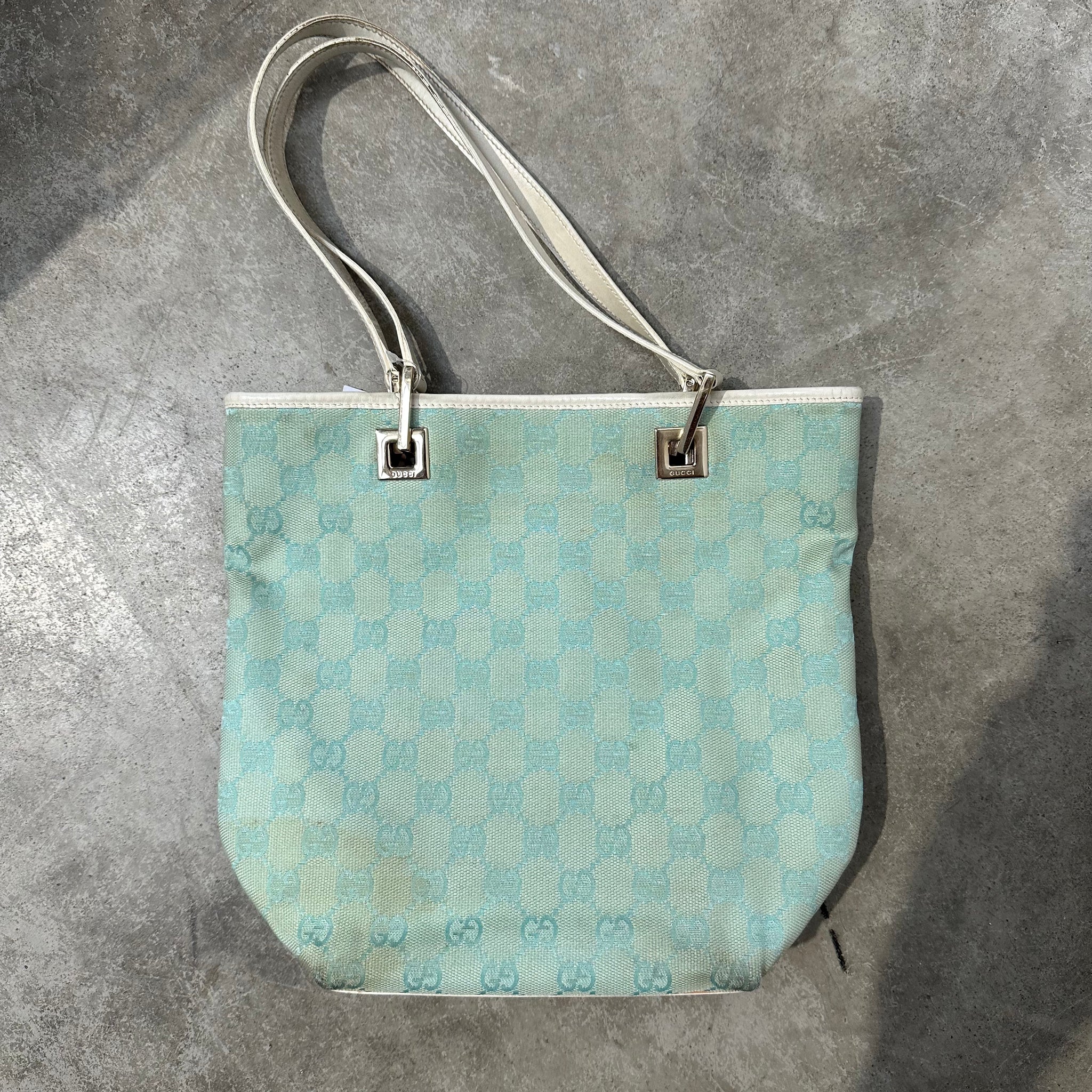 Gucci Mini Metal Squre Tote Bag Canvas Blue