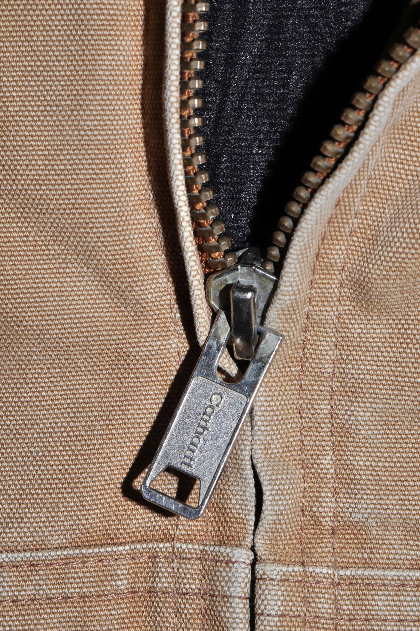 Vintage Carhartt Quilted Padded Light Brown Hooded Jacket Size M