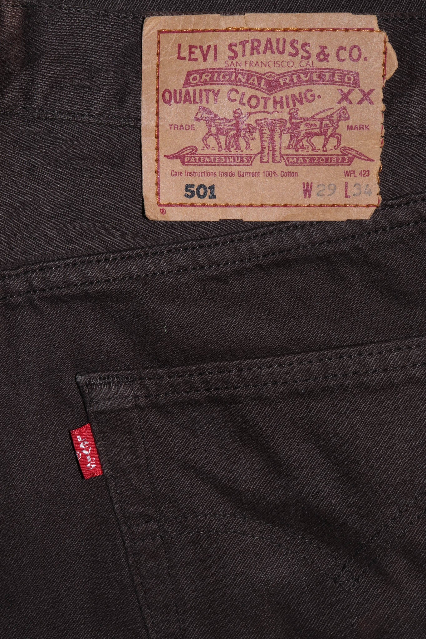 Vintage Levi's 501 Chocolate Denim Jeans (1997)