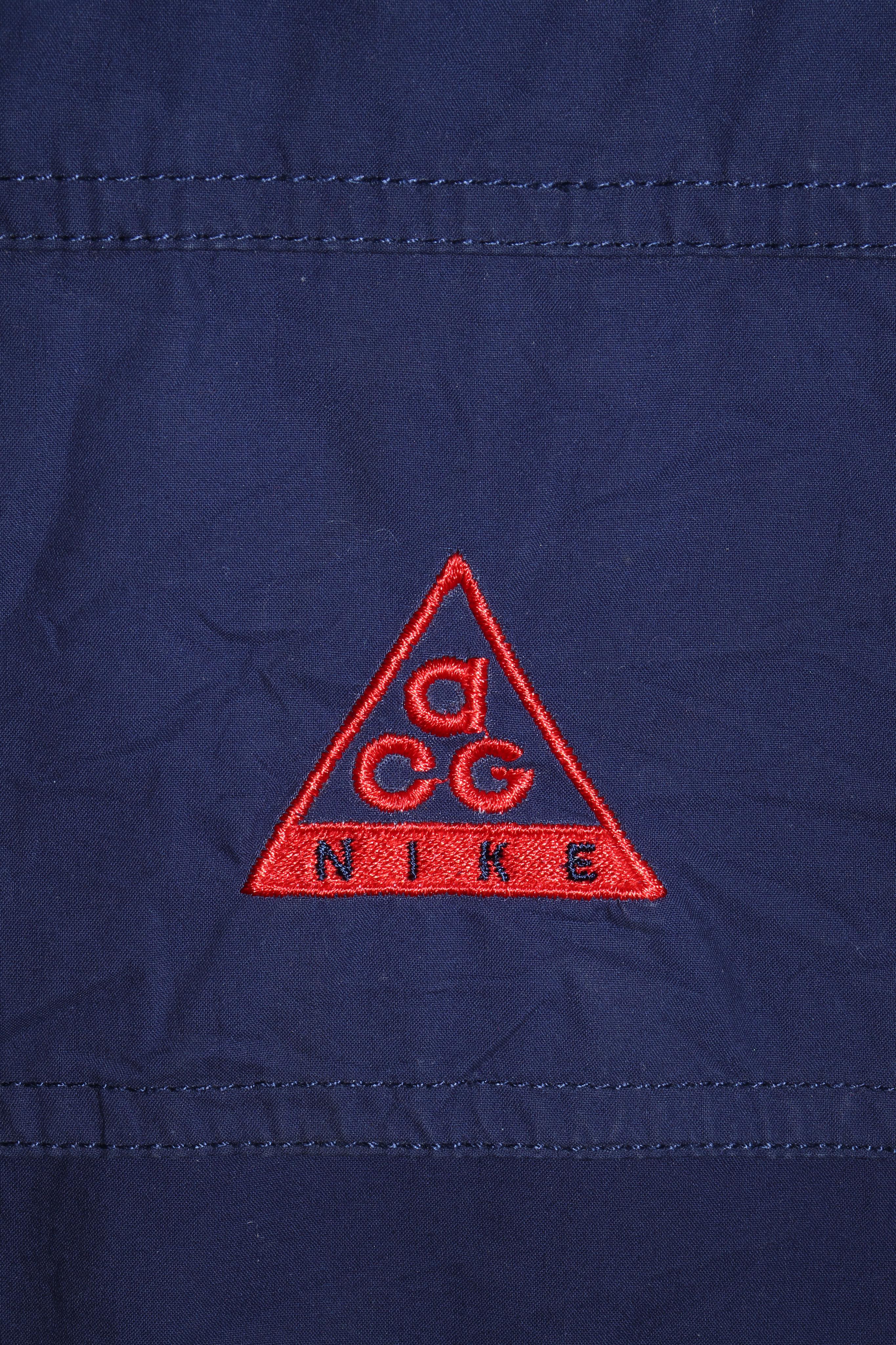 Vintage Nike ACG Embroidered Logo Half Zip Brown / Navy Pullover