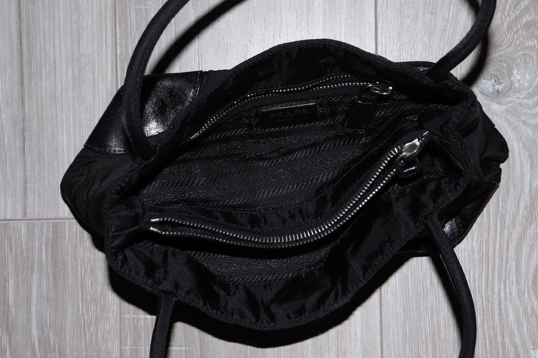 Prada Nylon Hand Bag with Leather Details