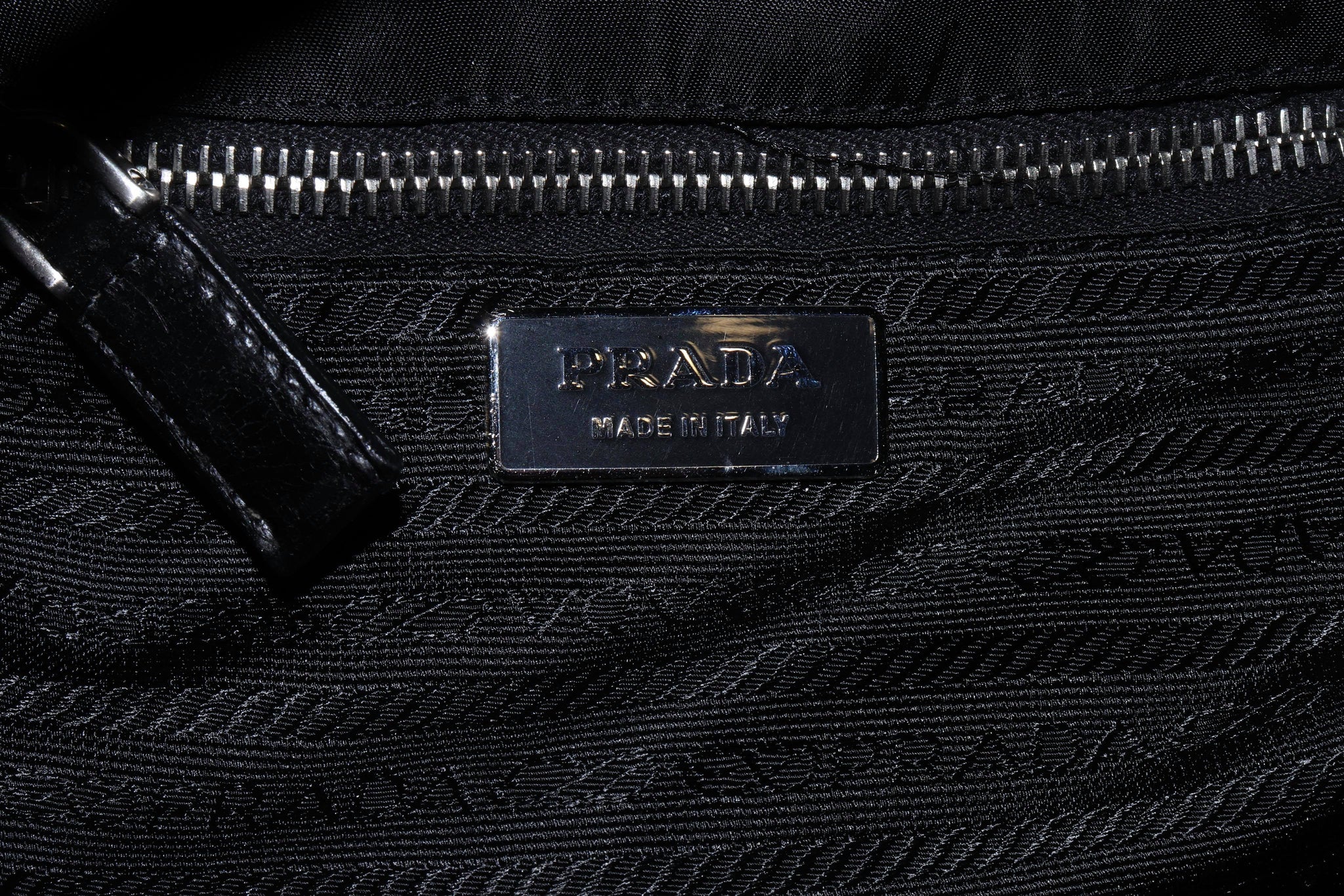 Prada Nylon Hand Bag with Gold Handles