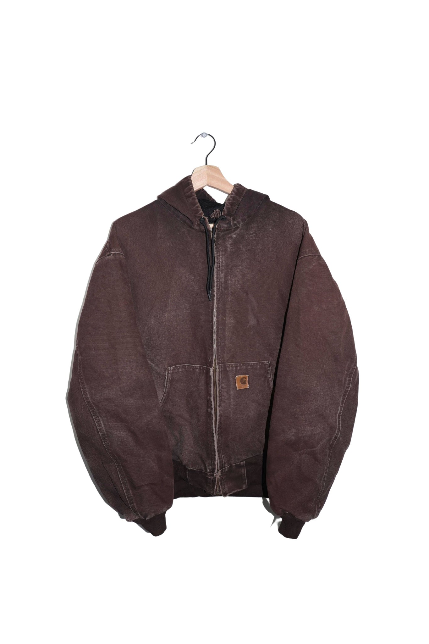 Vintage Carhartt Chocolate Brown Quilted Hooded Jacket Size: XL