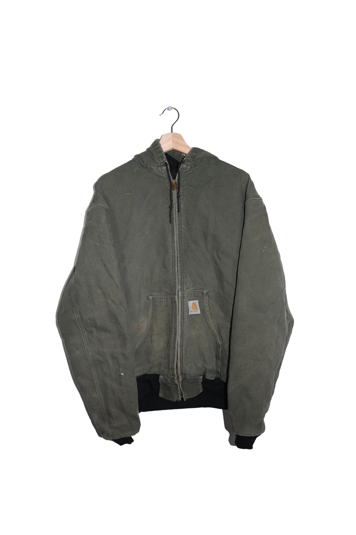 Vintage Carhartt Green Quilted Hooded Jacket Size: L-XL