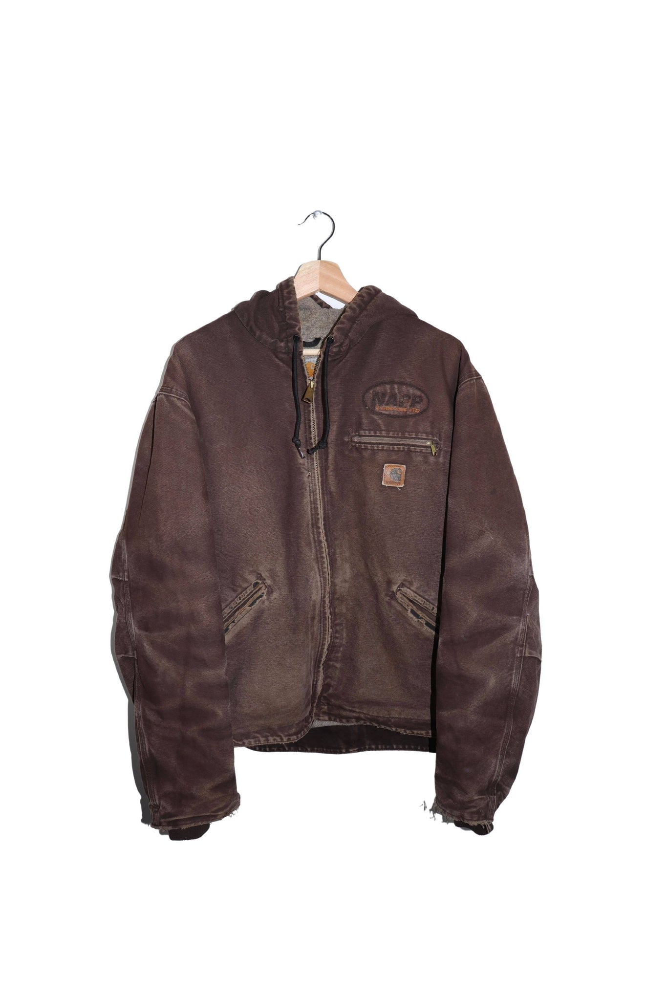 Vintage Carhartt Fleece Lined Brown Hooded Detroit Jacket (Rare)  Size: L