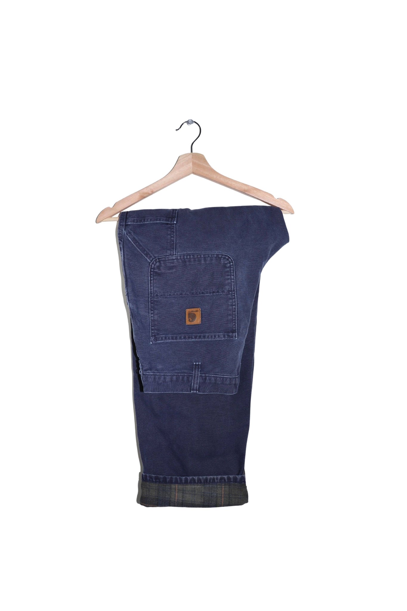 Vintage Carhartt Thick Plaid Lined Navy Carpenter Pants  Size: 32 X 32