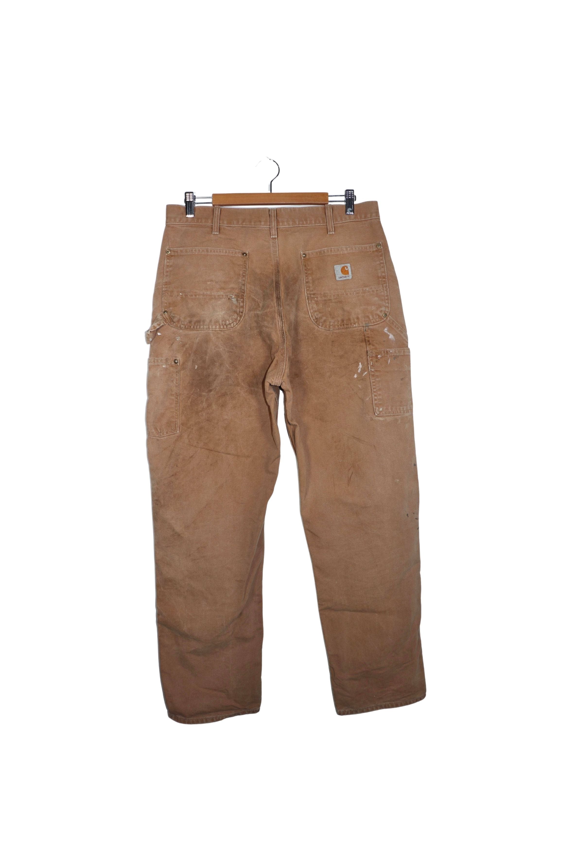 Vintage Carhartt Double Knee Thick Light Brown Carpenter Pants  Size: 34 X 34