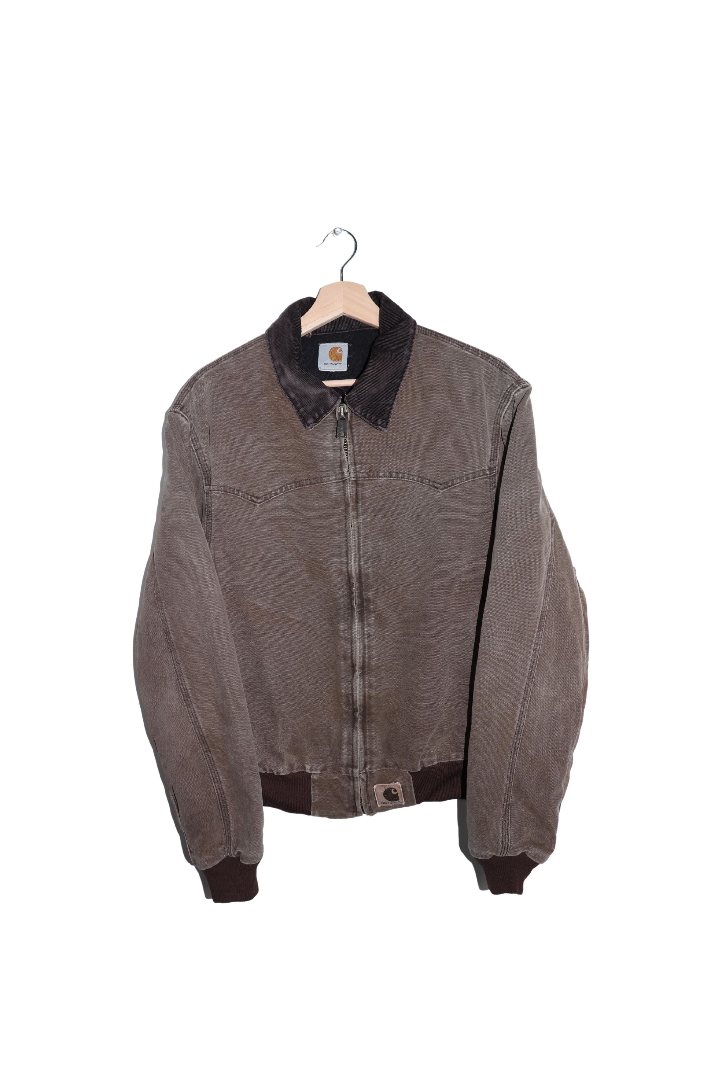 Vintage Carhartt Corduroy Collared Faded Brown Thick Trucker Jacket