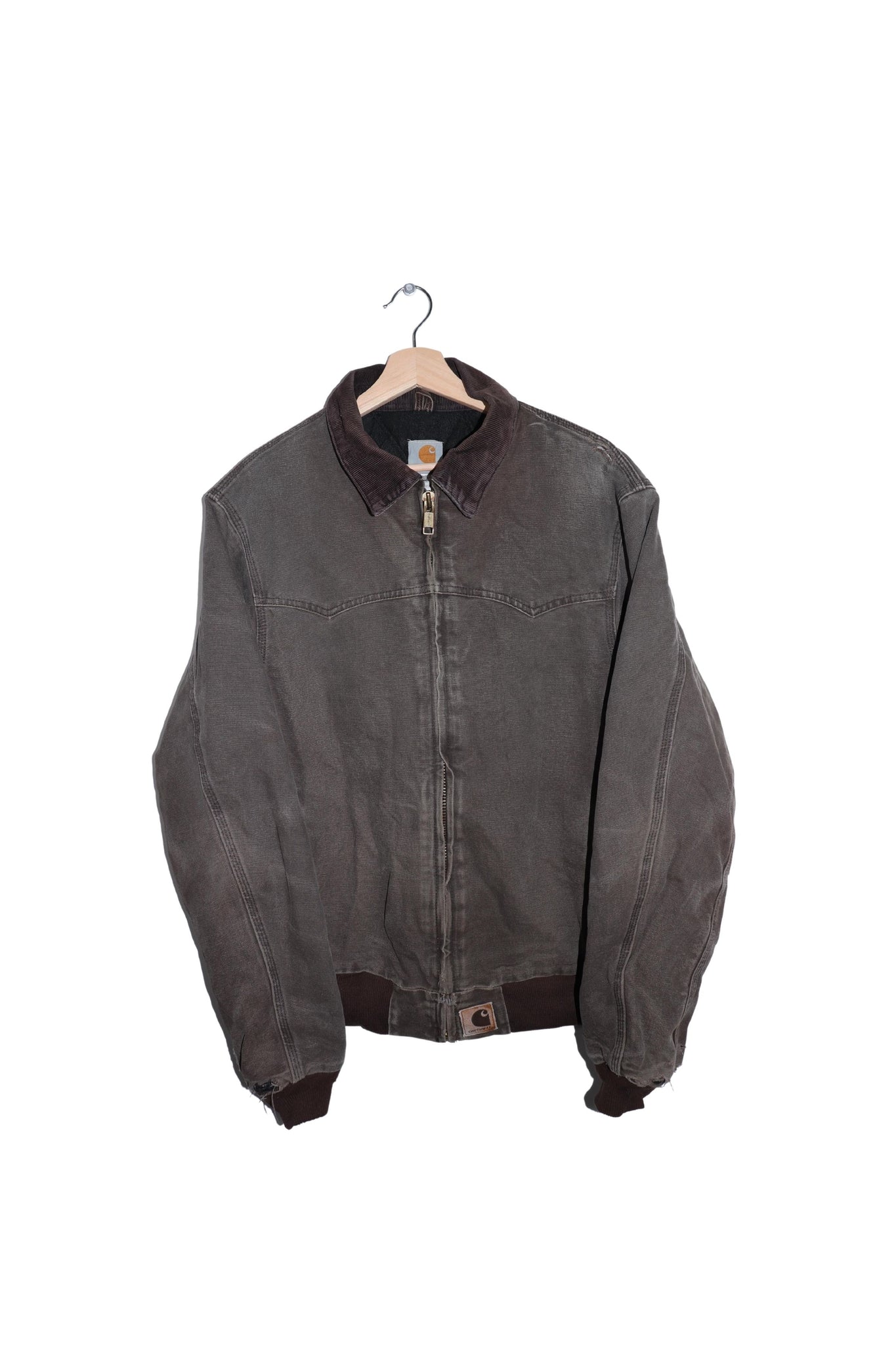 Vintage Carhartt Corduroy Collared Faded Brown Thick Trucker Jacket