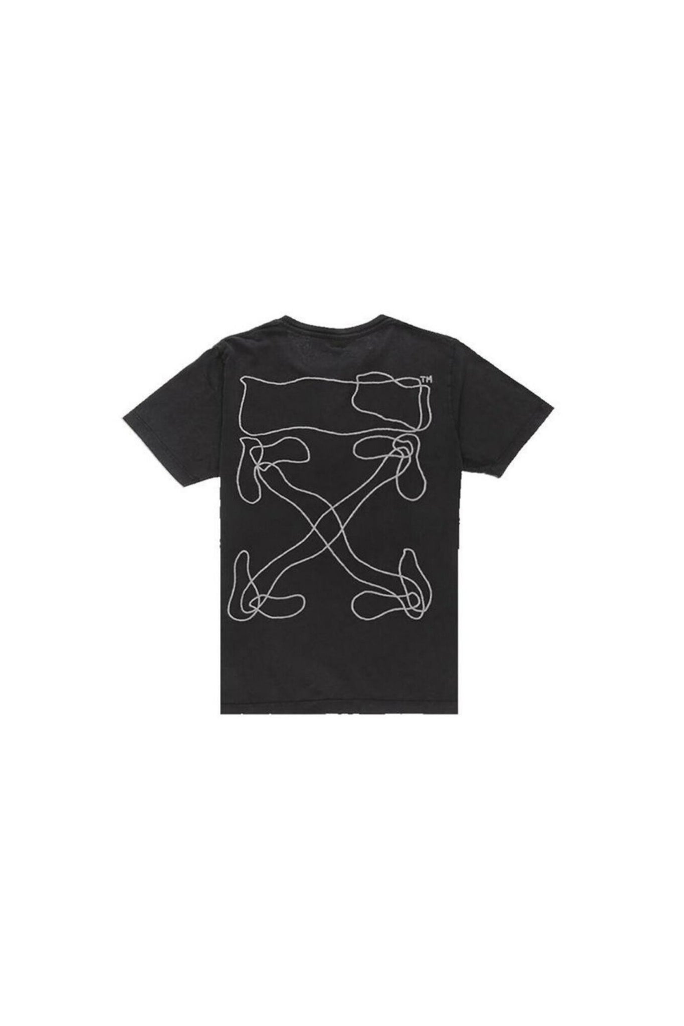 Off White Embroidered Abstract Black Tee