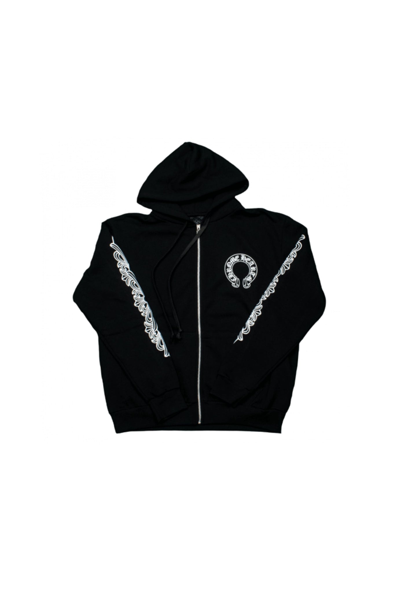 Chrome Hearts Horse Shoe Floral Zip Hoodie Black