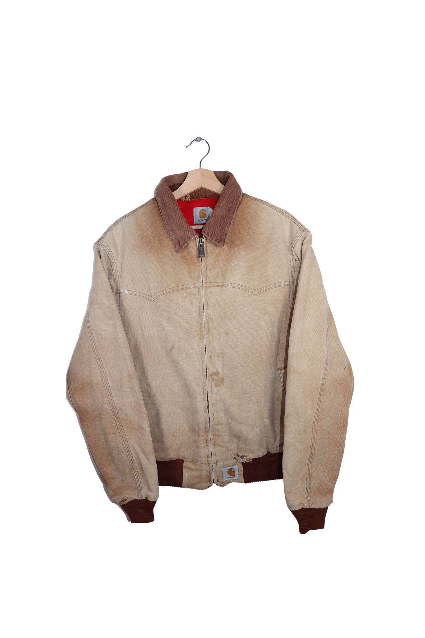 Vintage Carhartt Quilted Corduroy Thick Trucker Light Brown Jacket Size L