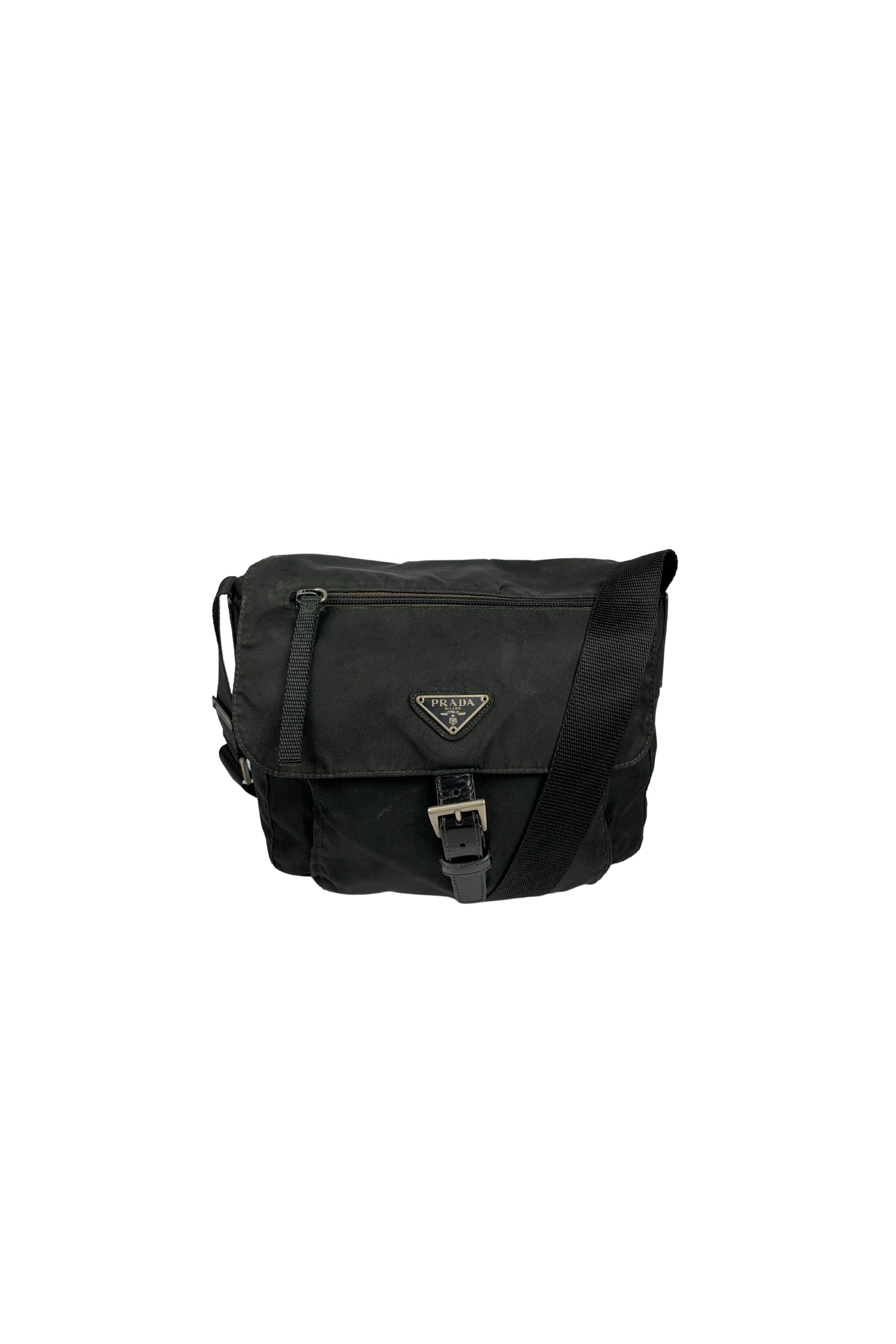 Prada Black Saffiano Tessuto Black Shoulder Crossbody Bag