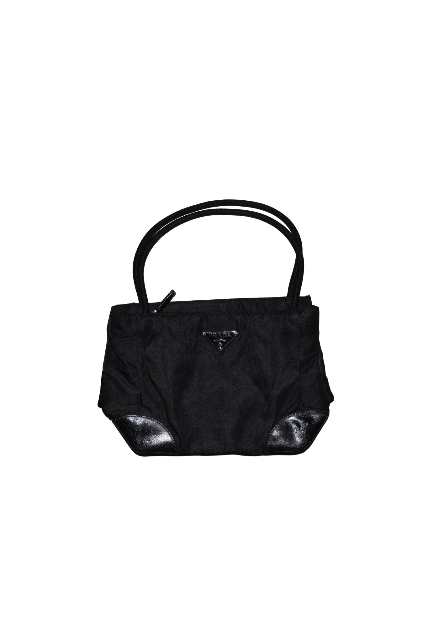 Prada Nylon Hand Bag with Leather Details