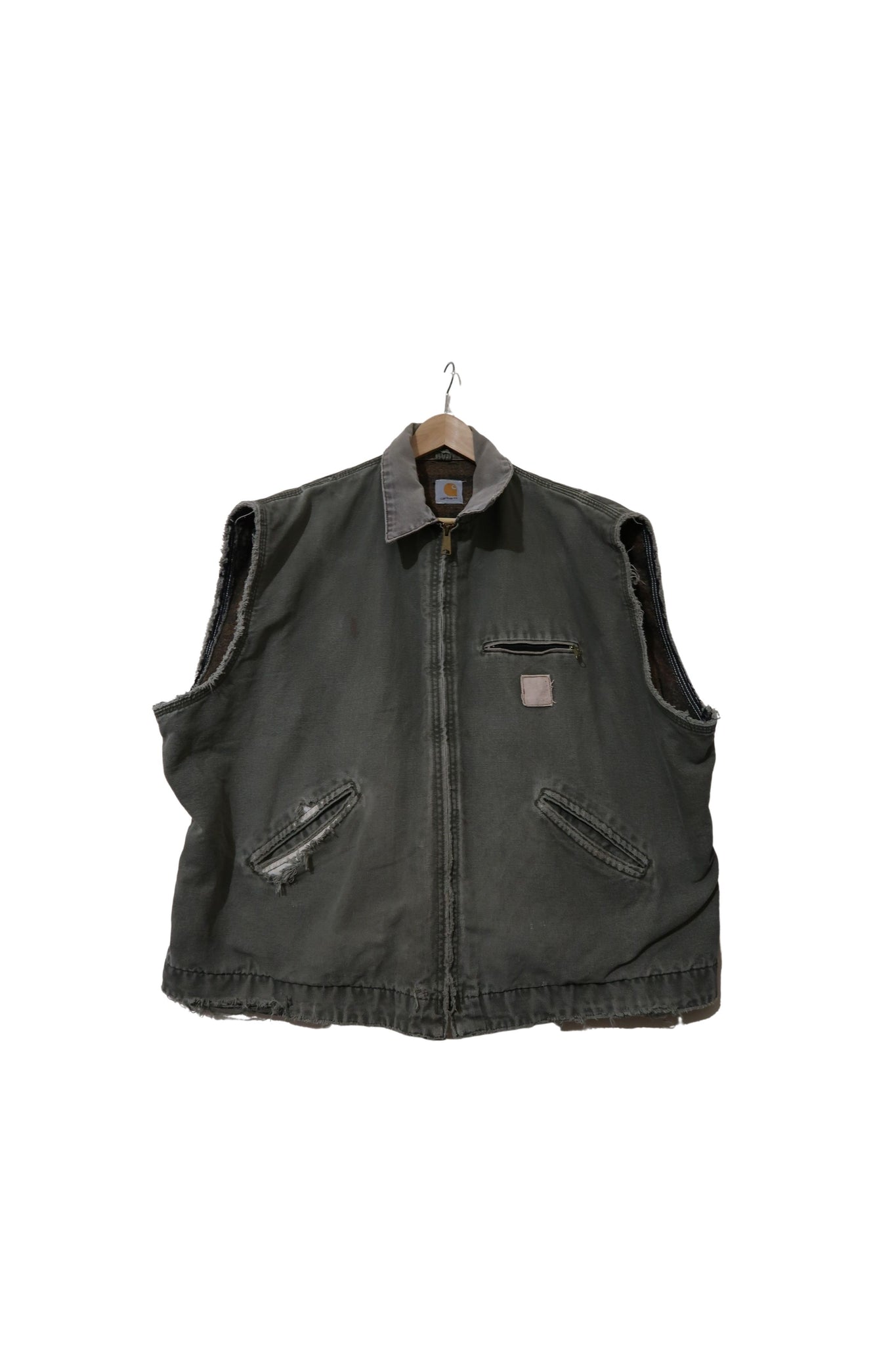 Vintage Carhartt Distressed Moss Green Vest (L-XL)