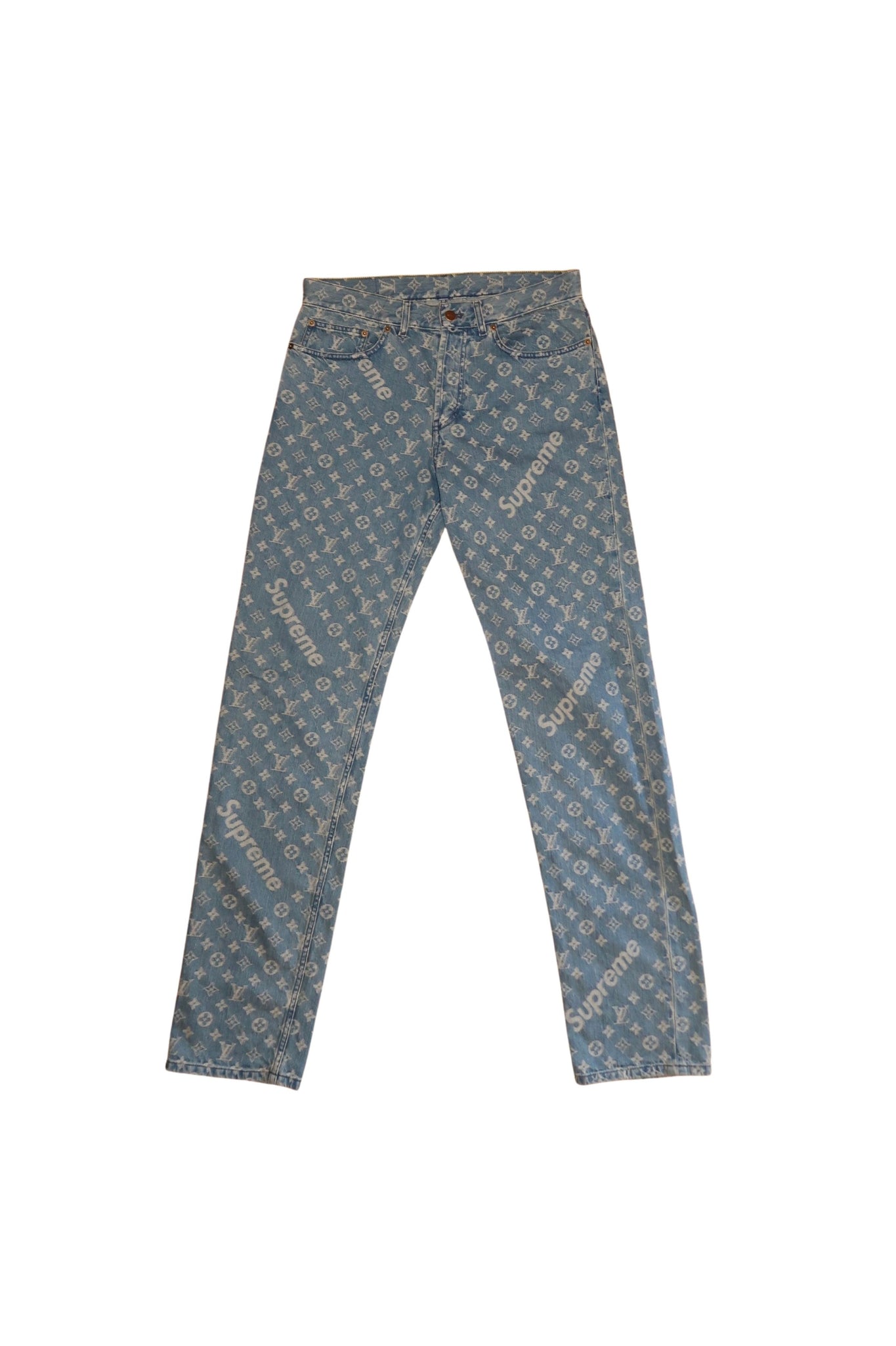 Supreme x Louis Vuitton Jacquard Denim 5-Pocket Jean Blue