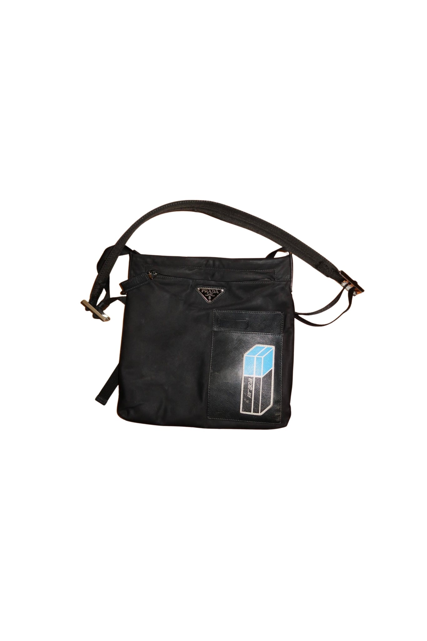 Prada Leather-Trimmed Shell Messenger Bag