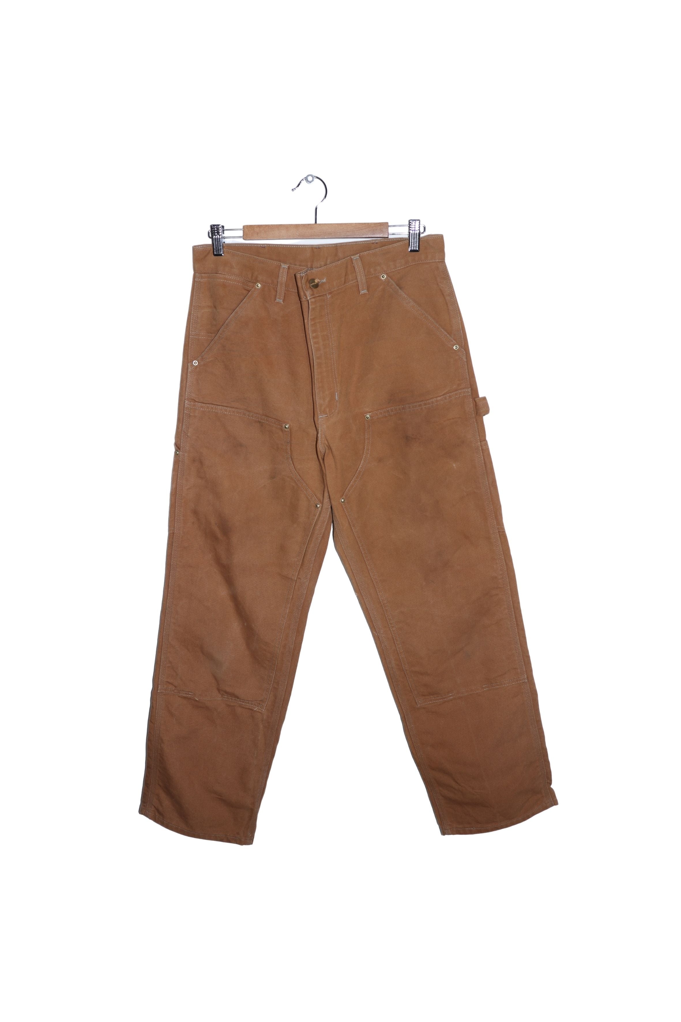 Vintage 80s Carhartt Light Brown Double Knee Thick Carpenter Pants 34 X 32