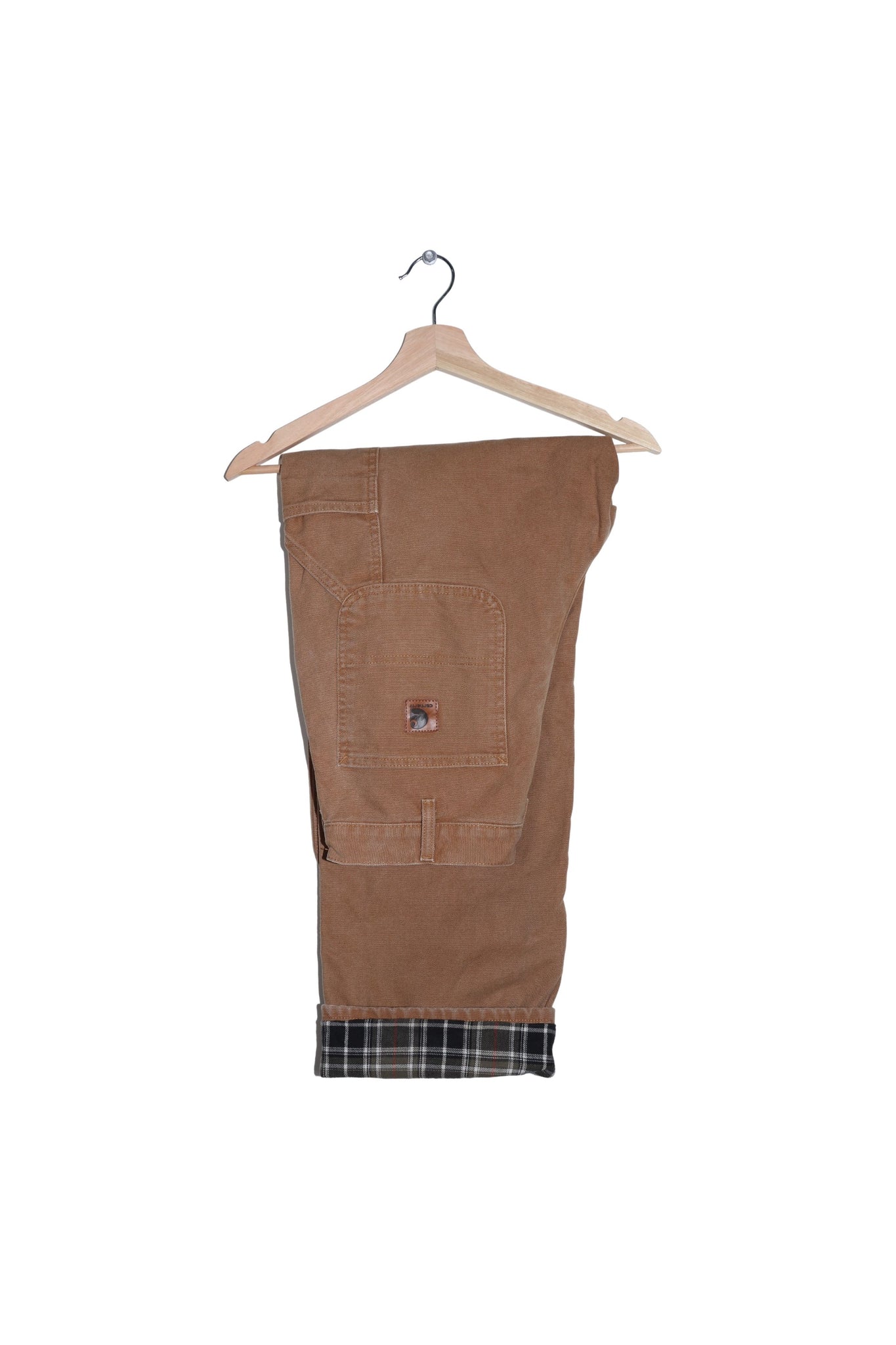 Vintage Carhartt Chocolate Light Brown Thick Plaid Lined Carpenter Pants 32 X 32