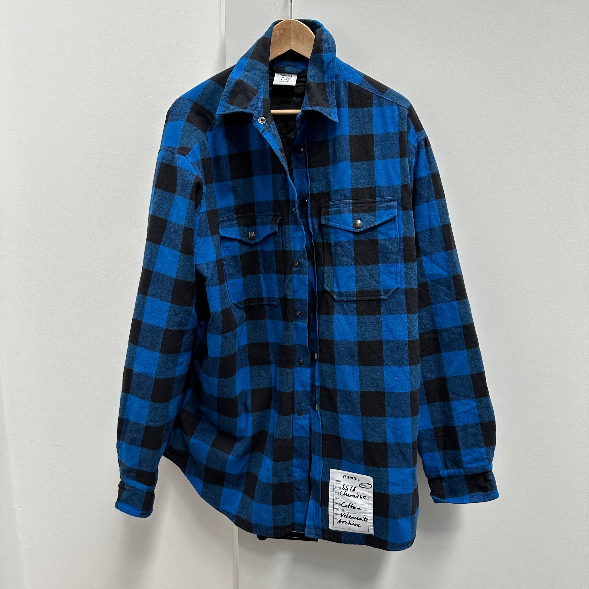Vetements Blue Oversized Flannel Shirt (Fits L-XL)